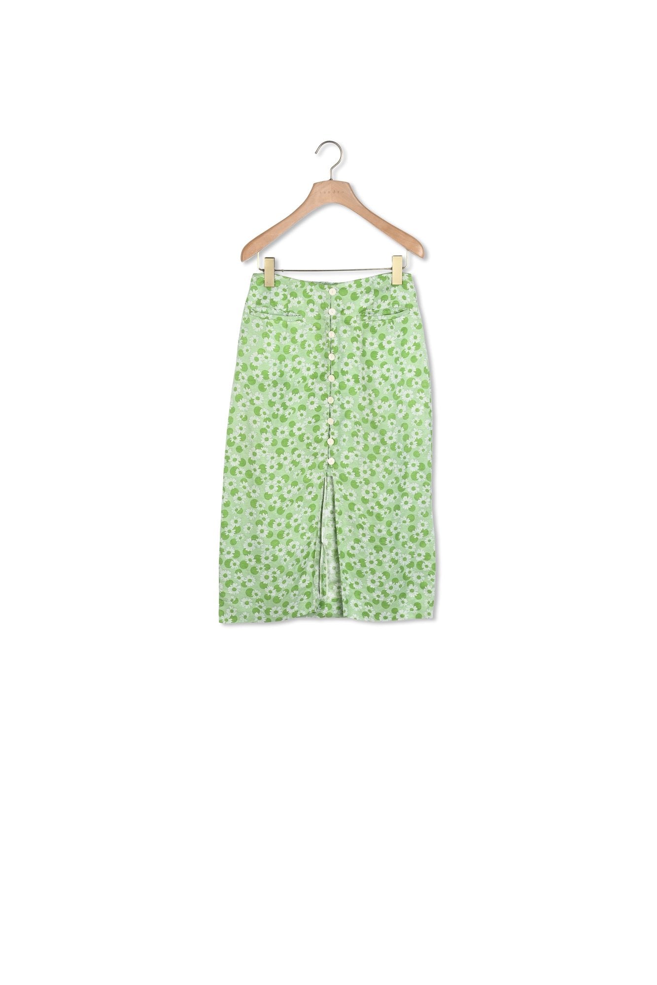 Jupe droite boutonnée imprimée Sandro seconde main