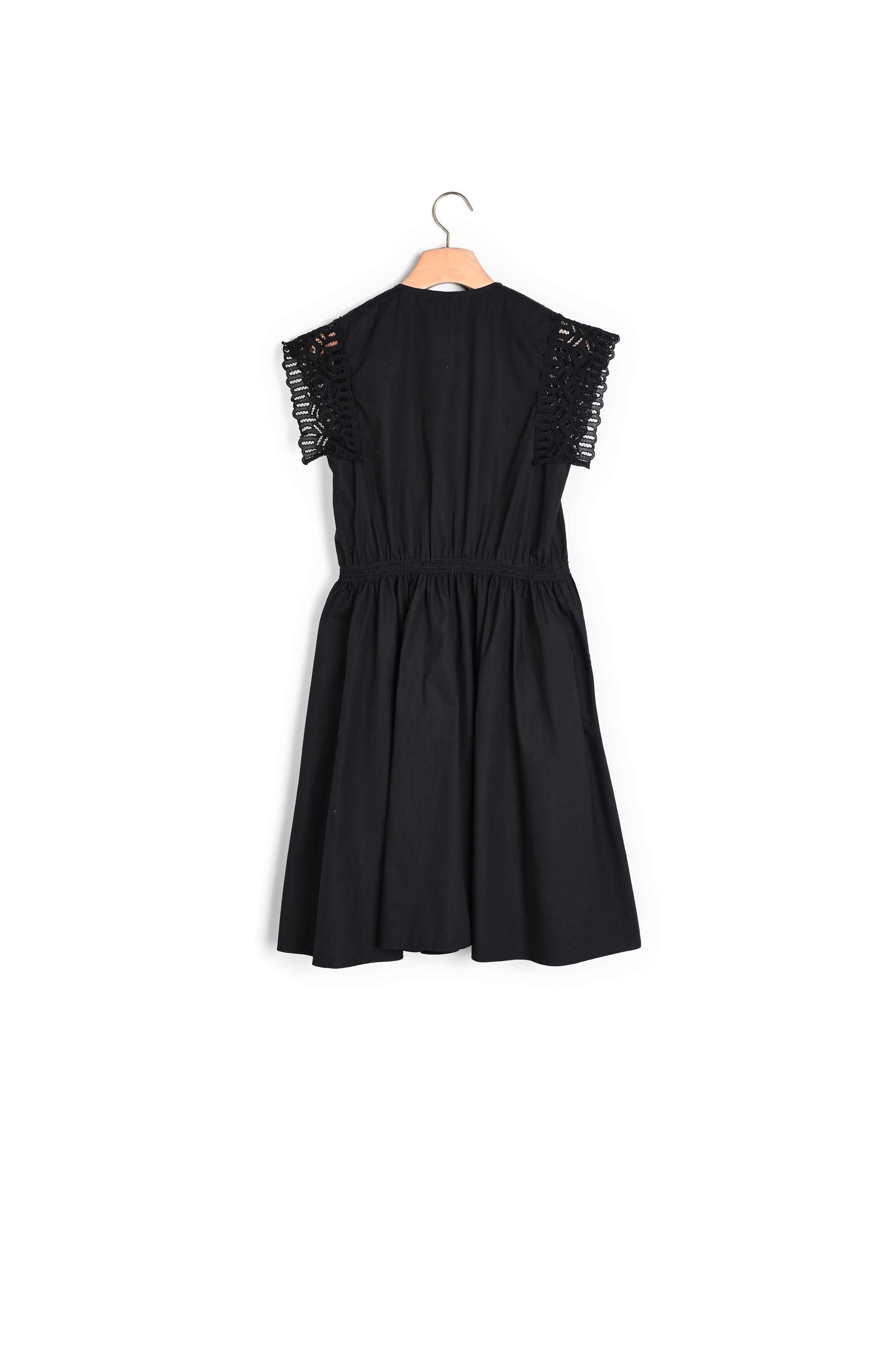 Robe coton mi longue insert de dentelle Sandro seconde main