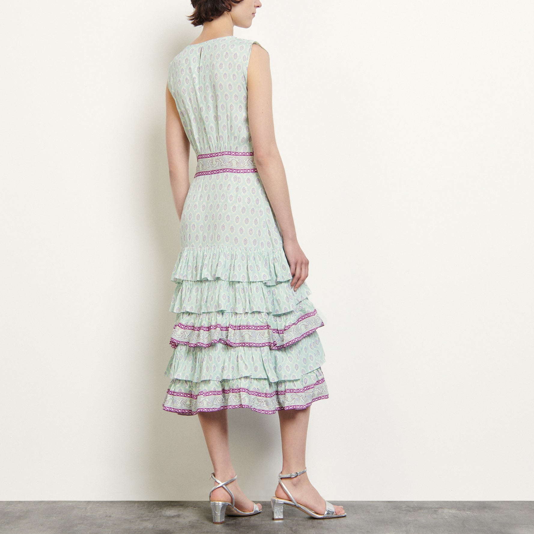 Robe longue imprimée à volants Sandro seconde main