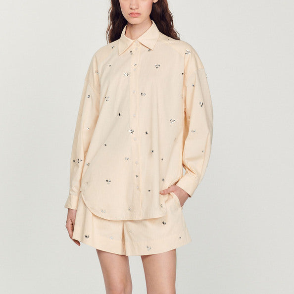 Chemise ornée de strass brodés à la main Sandro seconde main