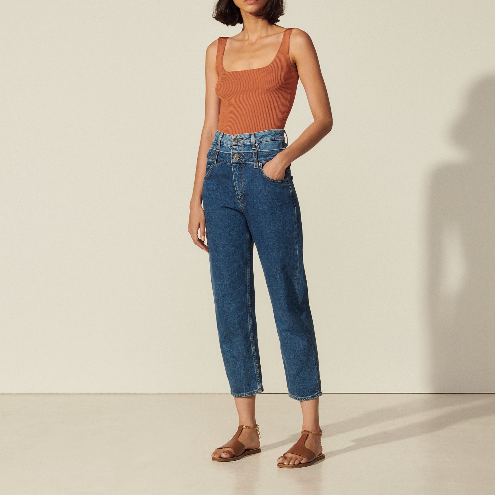 Jean trompe l'œil coupe mom Sandro seconde main