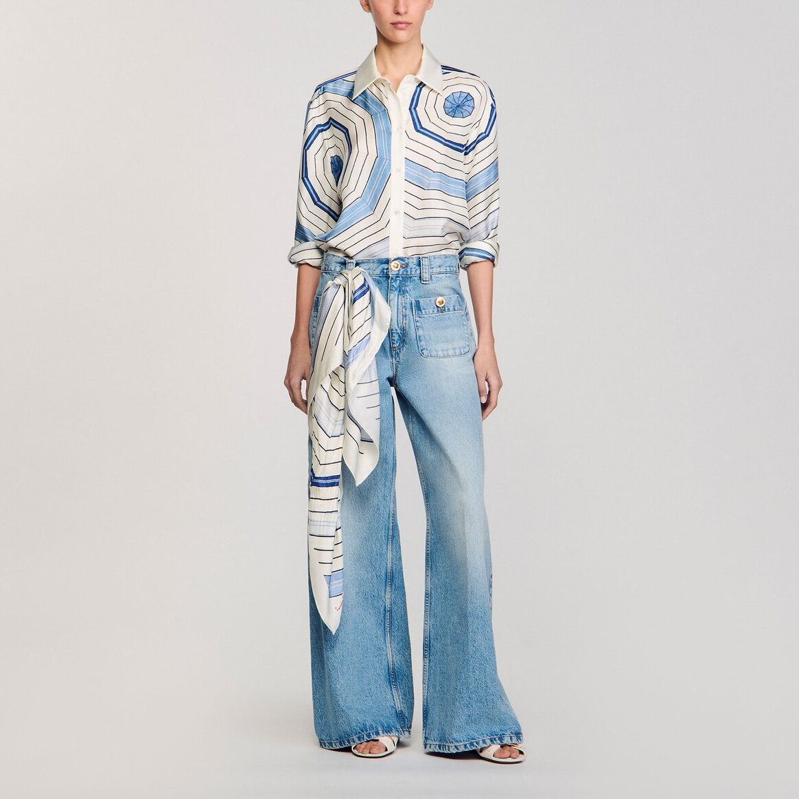 Chemise en soie à imprimé spirales Sandro seconde main