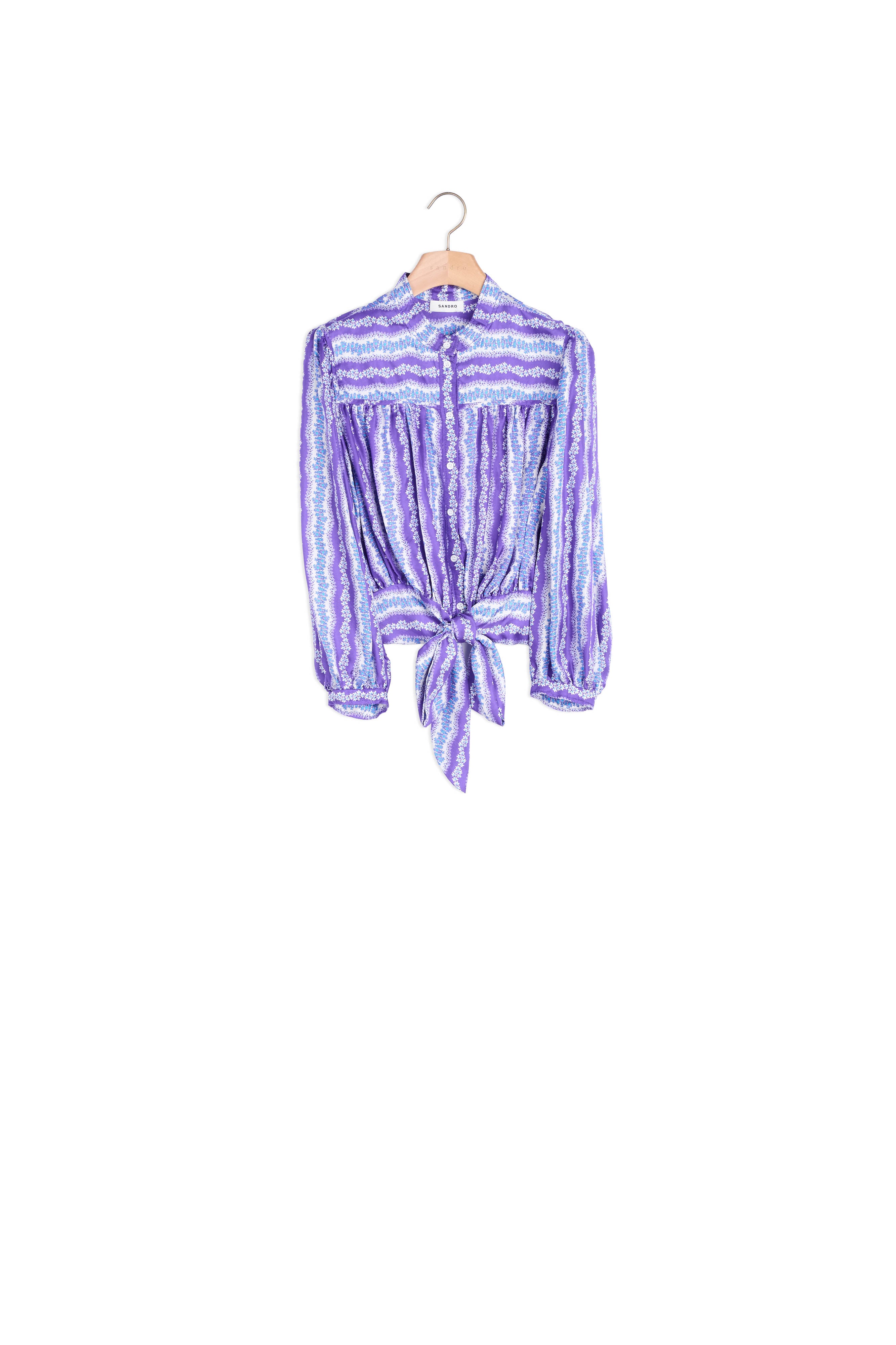 Chemise courte en soie imprimé fleuri Sandro seconde main