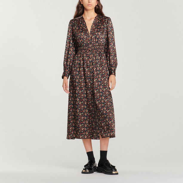 Robe longue fluide imprimé fleuri Sandro seconde main