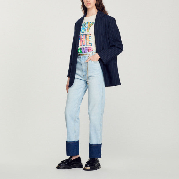 Jean délavé à revers contrasté Sandro seconde main