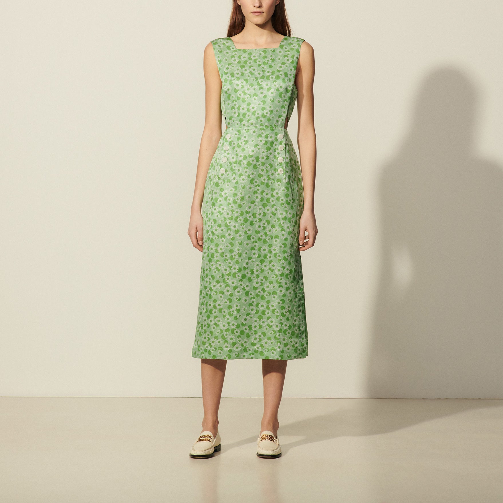 Robe longue imprimée à larges bretelles Sandro seconde main