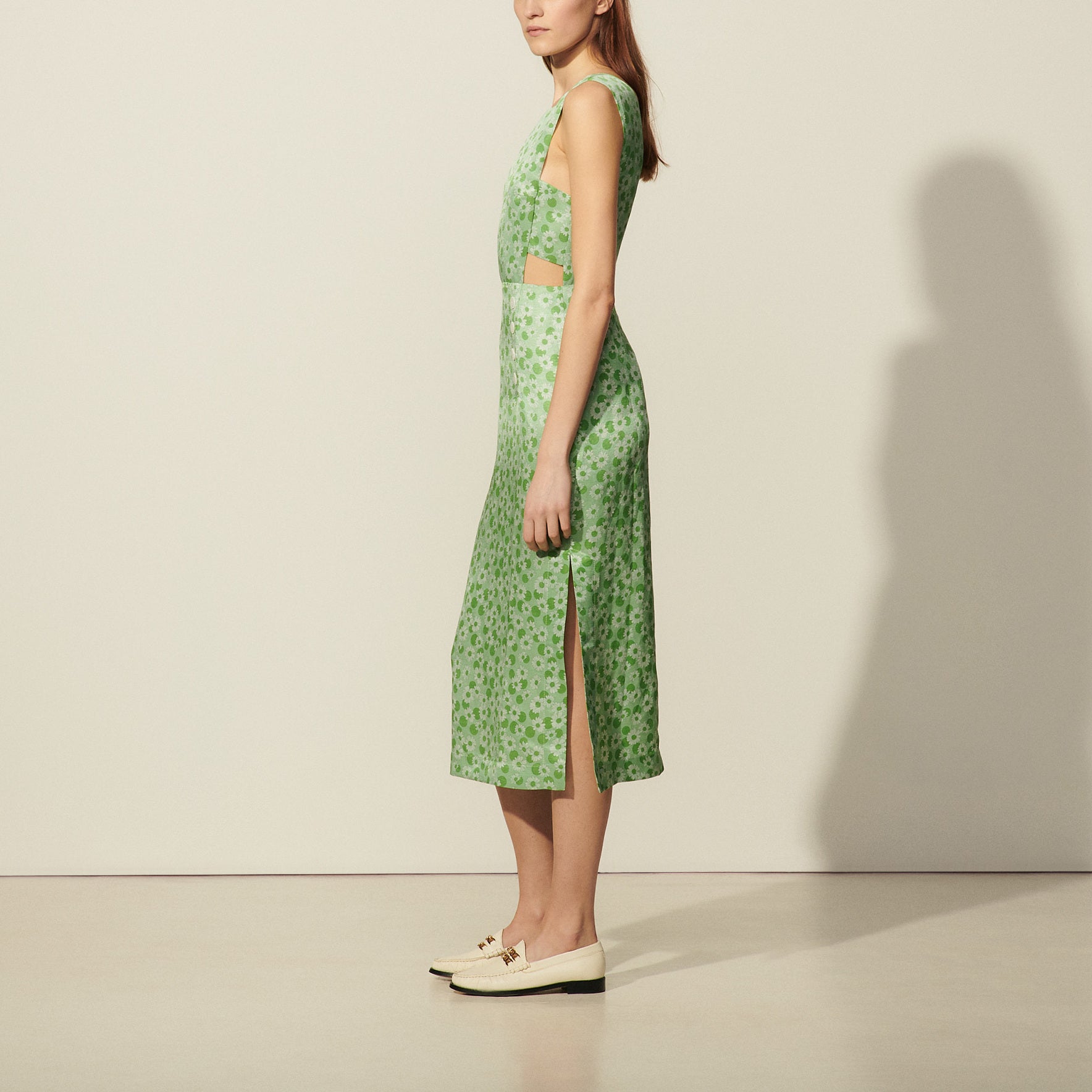 Robe longue imprimée à larges bretelles Sandro seconde main