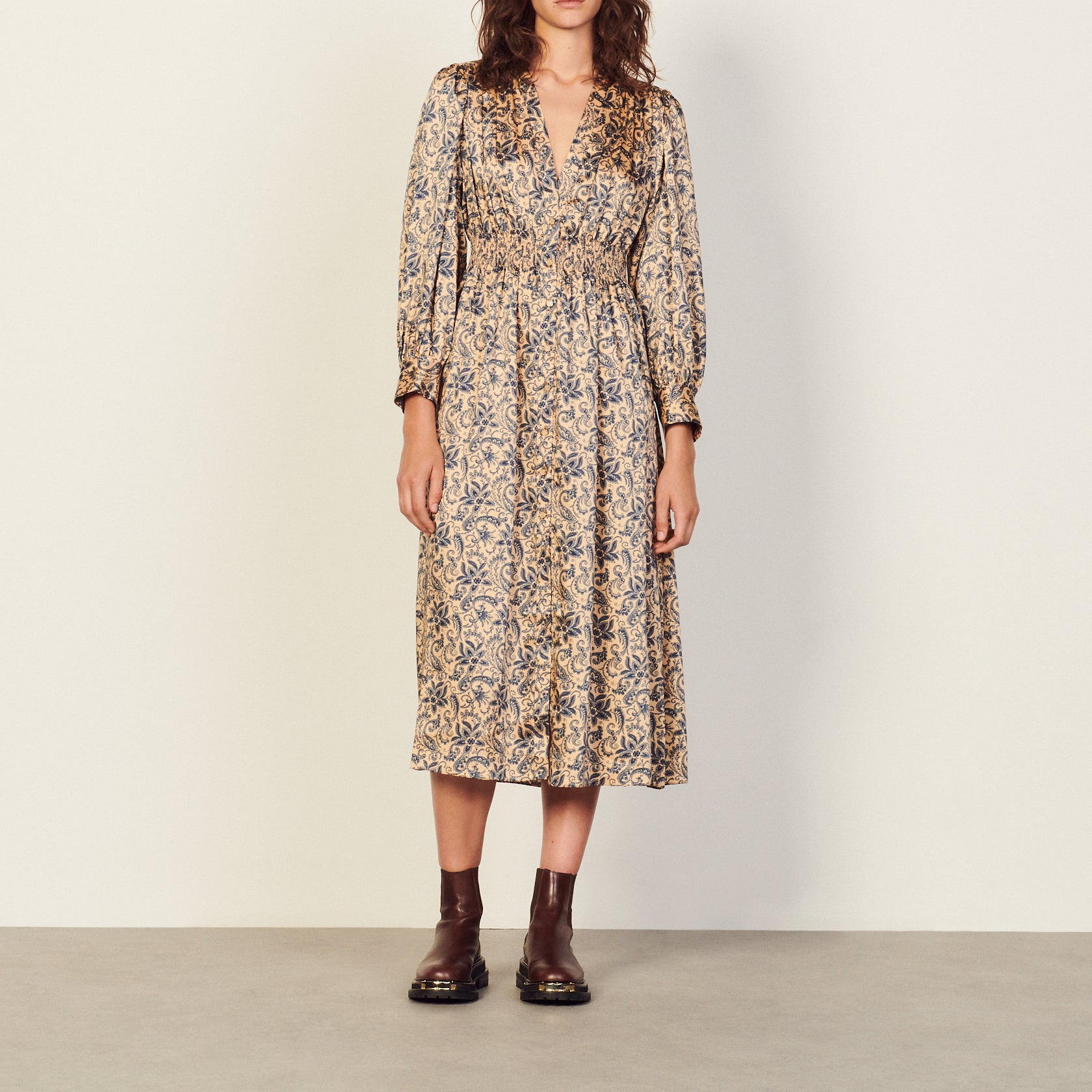 Robe longue fluide et imprimée Sandro seconde main