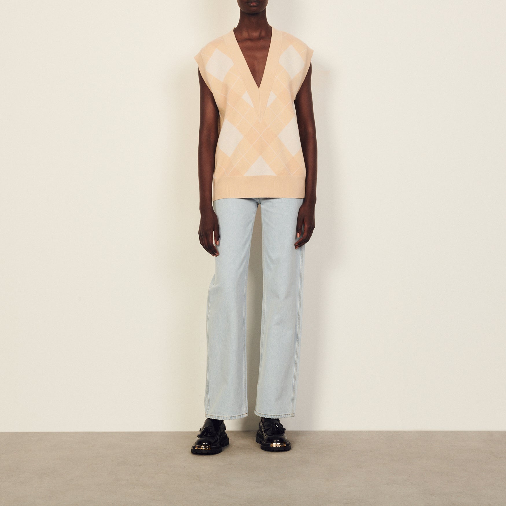 Pull sans manches jacquard Sandro seconde main