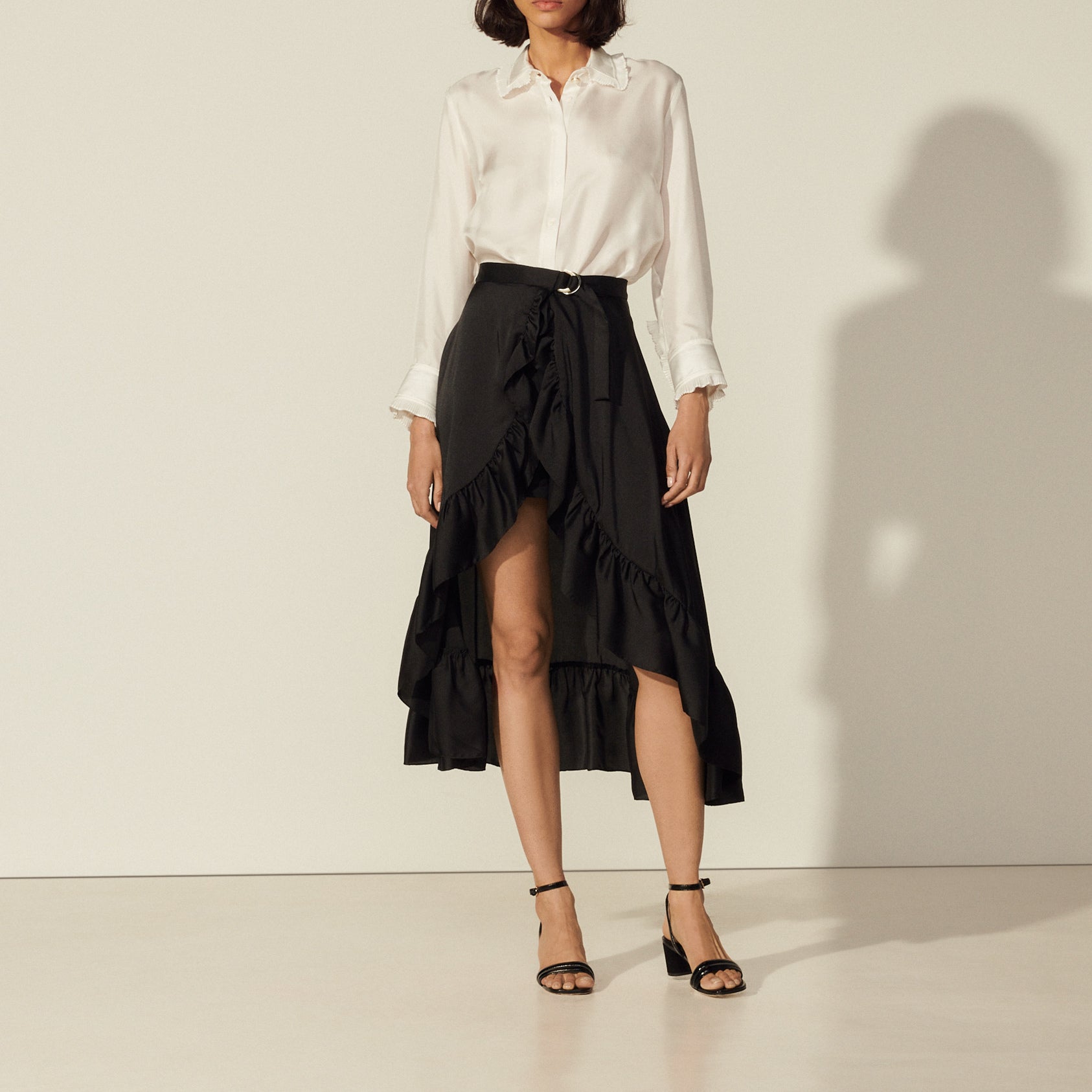 Jupe-Short asymétrique et volantée Sandro seconde main