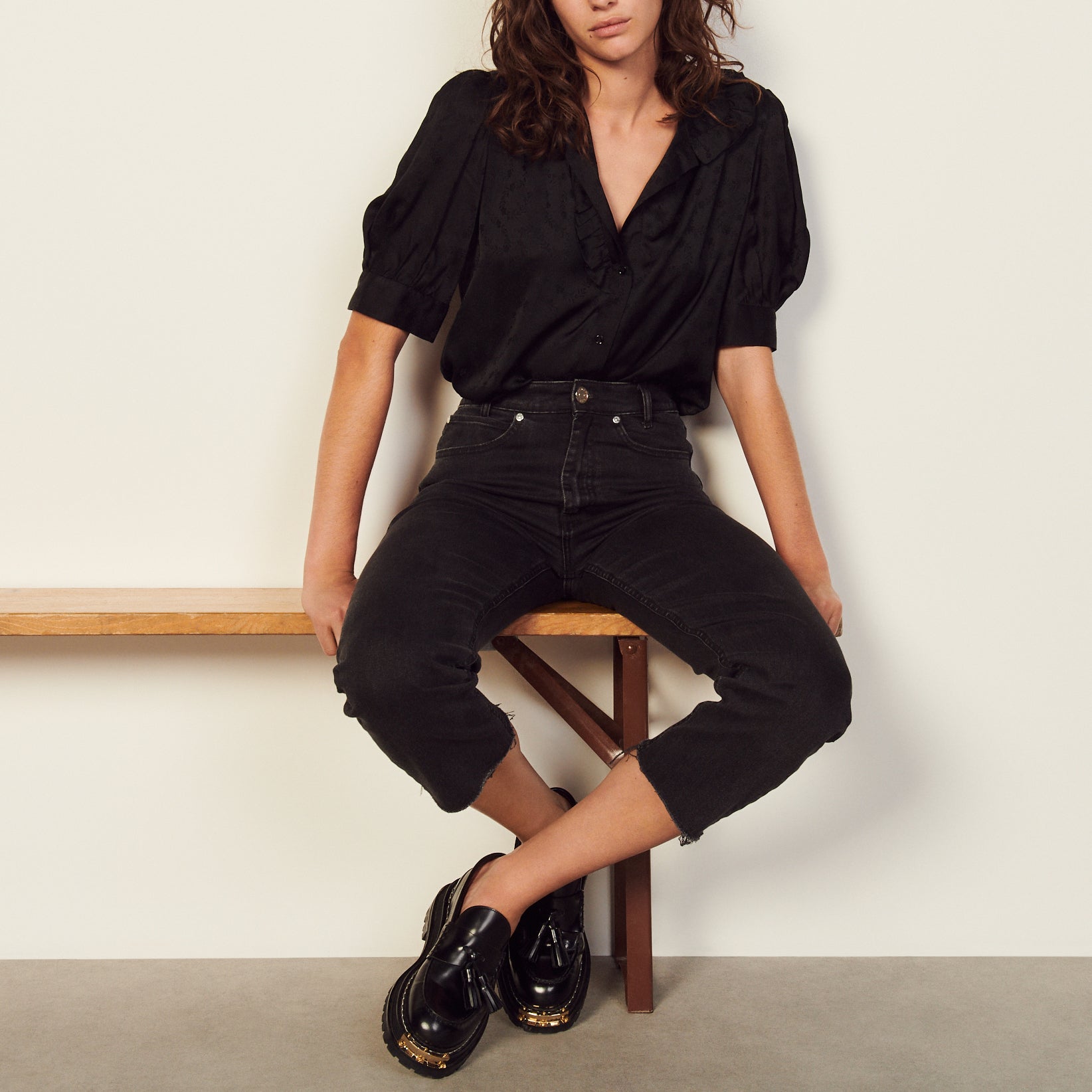 Chemise fluide en jacquard fantaisie Sandro seconde main