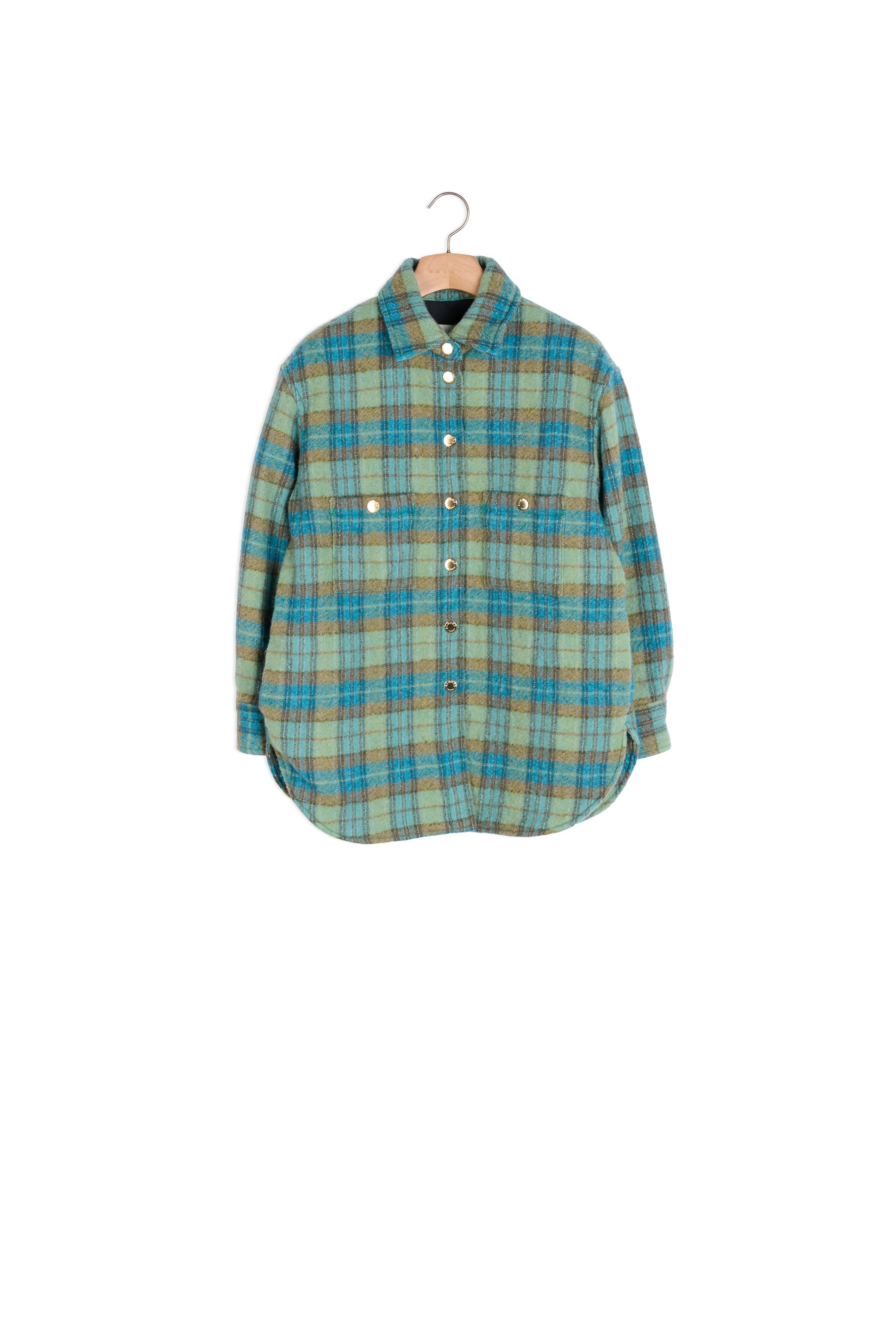 Manteau surChemise en laine à carreaux Sandro seconde main