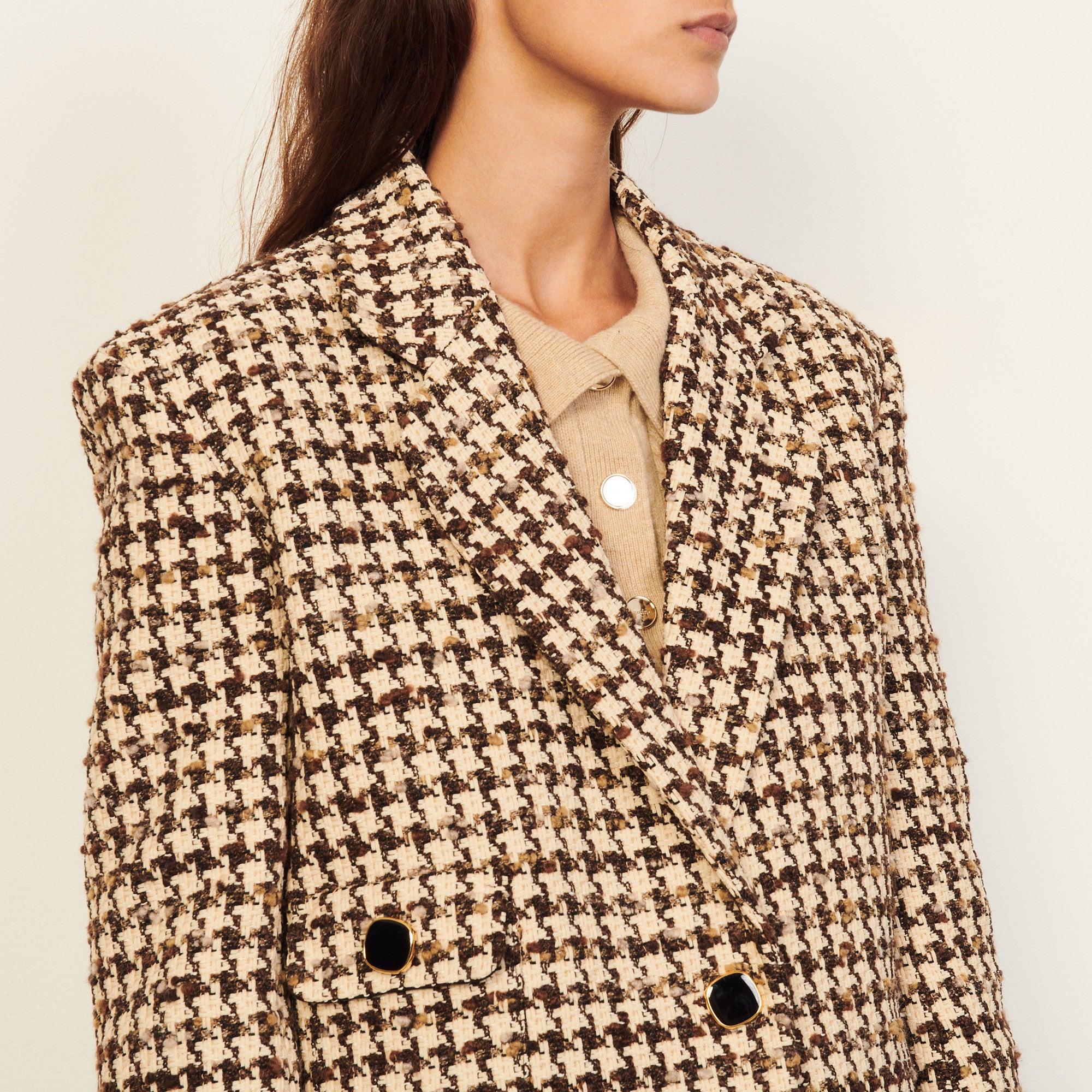 Veste de tailleur en pied de poule Sandro seconde main