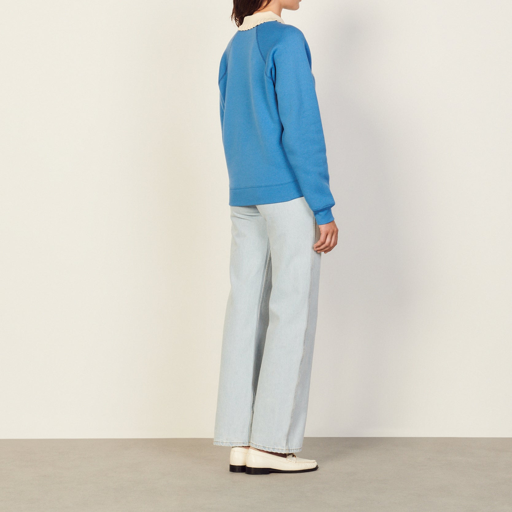 Sweat floqué à col Chemise en Maille Sandro seconde main