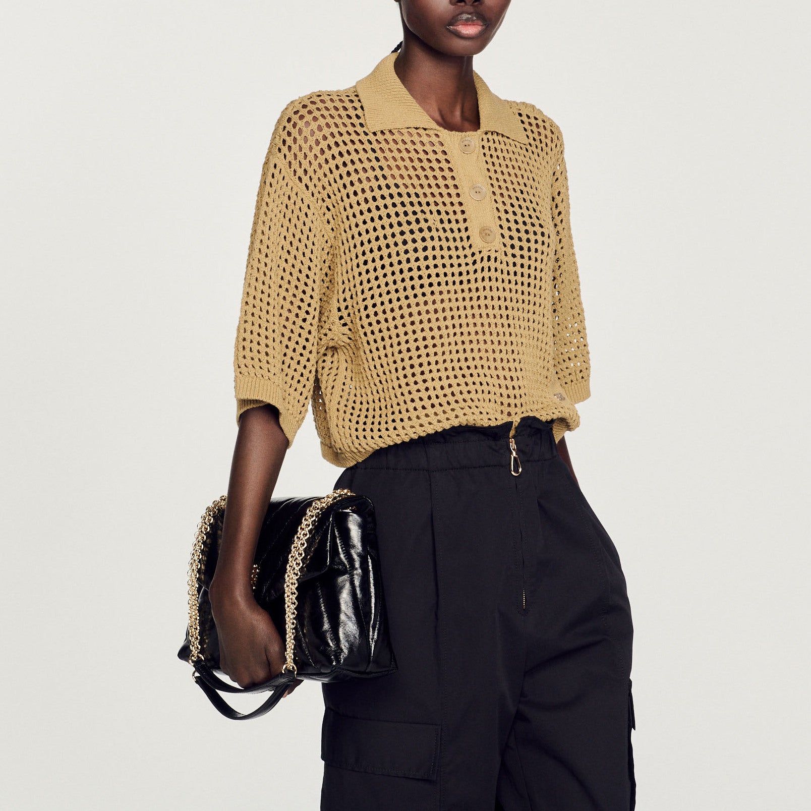 Pull court en Maille résille Sandro seconde main