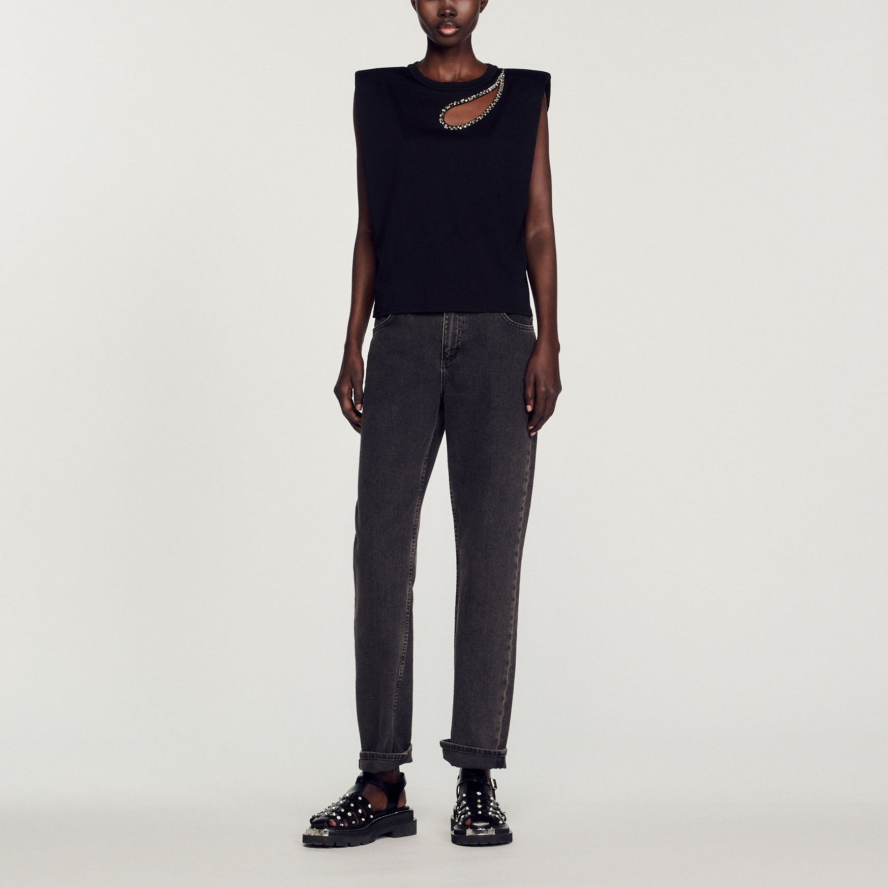 T-shirt goutte strass Sandro seconde main