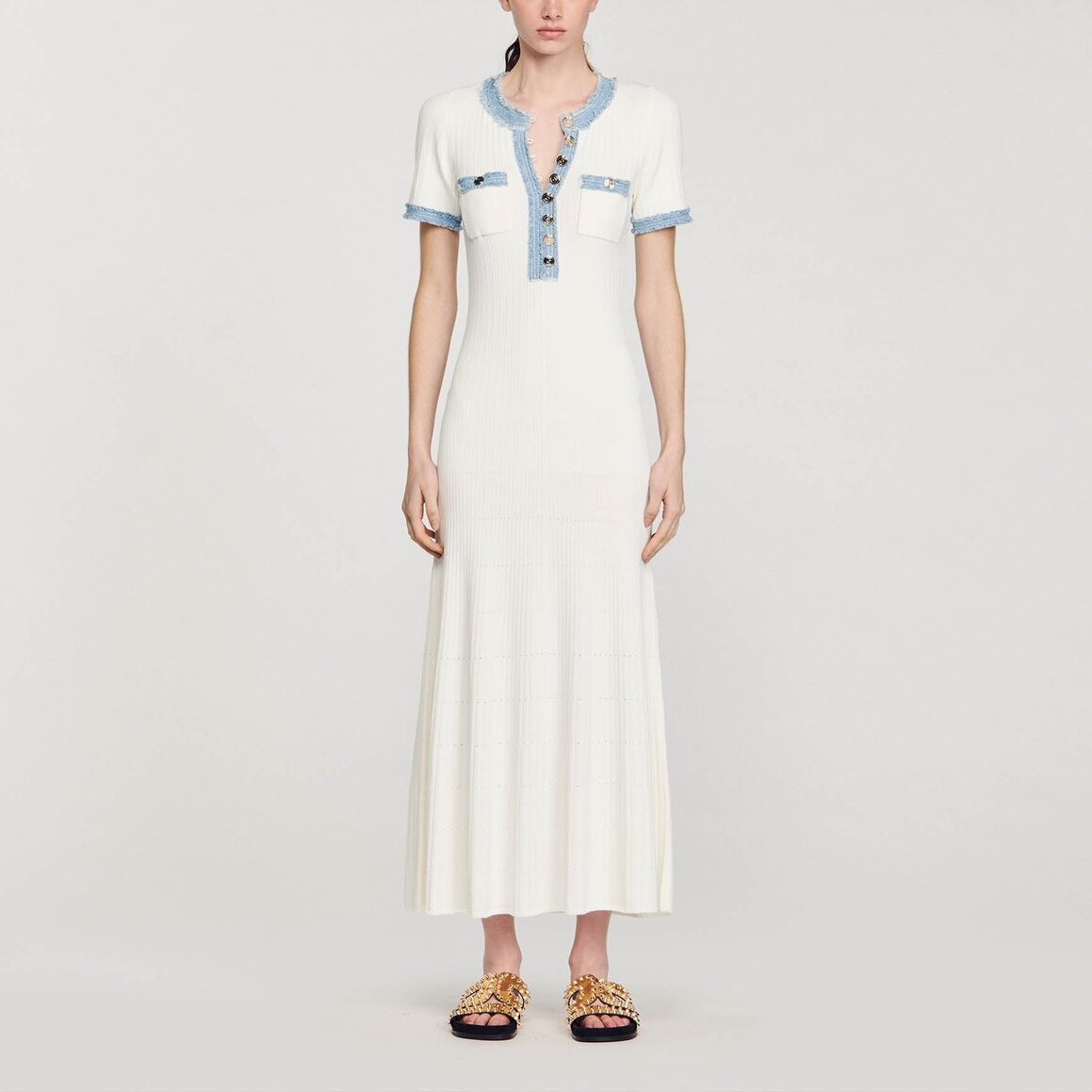 Robe midi en Maille et denim Sandro seconde main