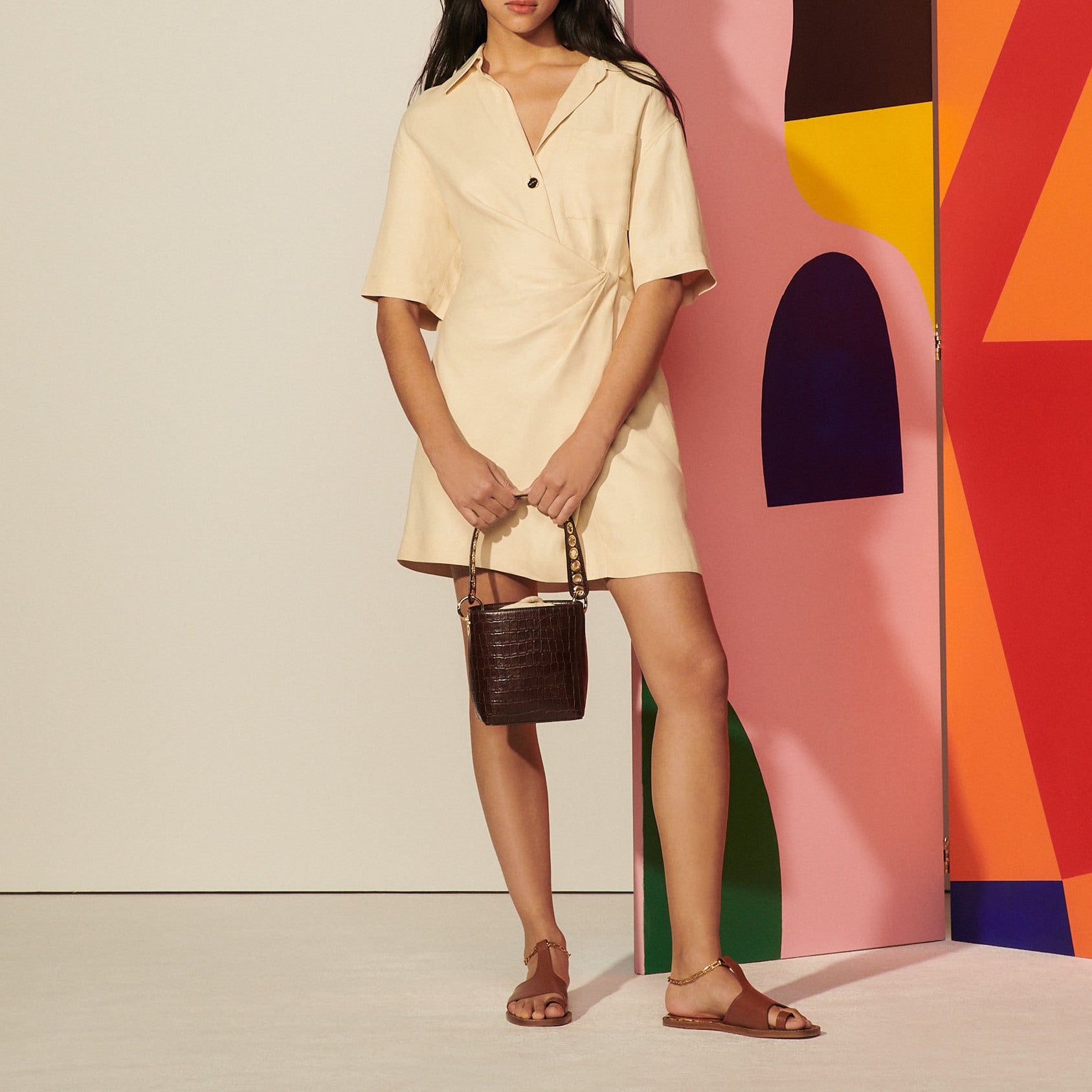 Robe courte drapée à manches courtes Sandro seconde main