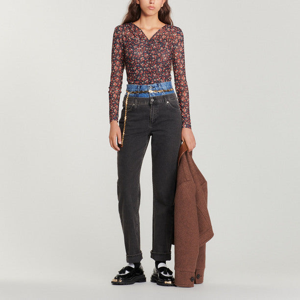 Top en tulle à imprimé fleuri Sandro seconde main