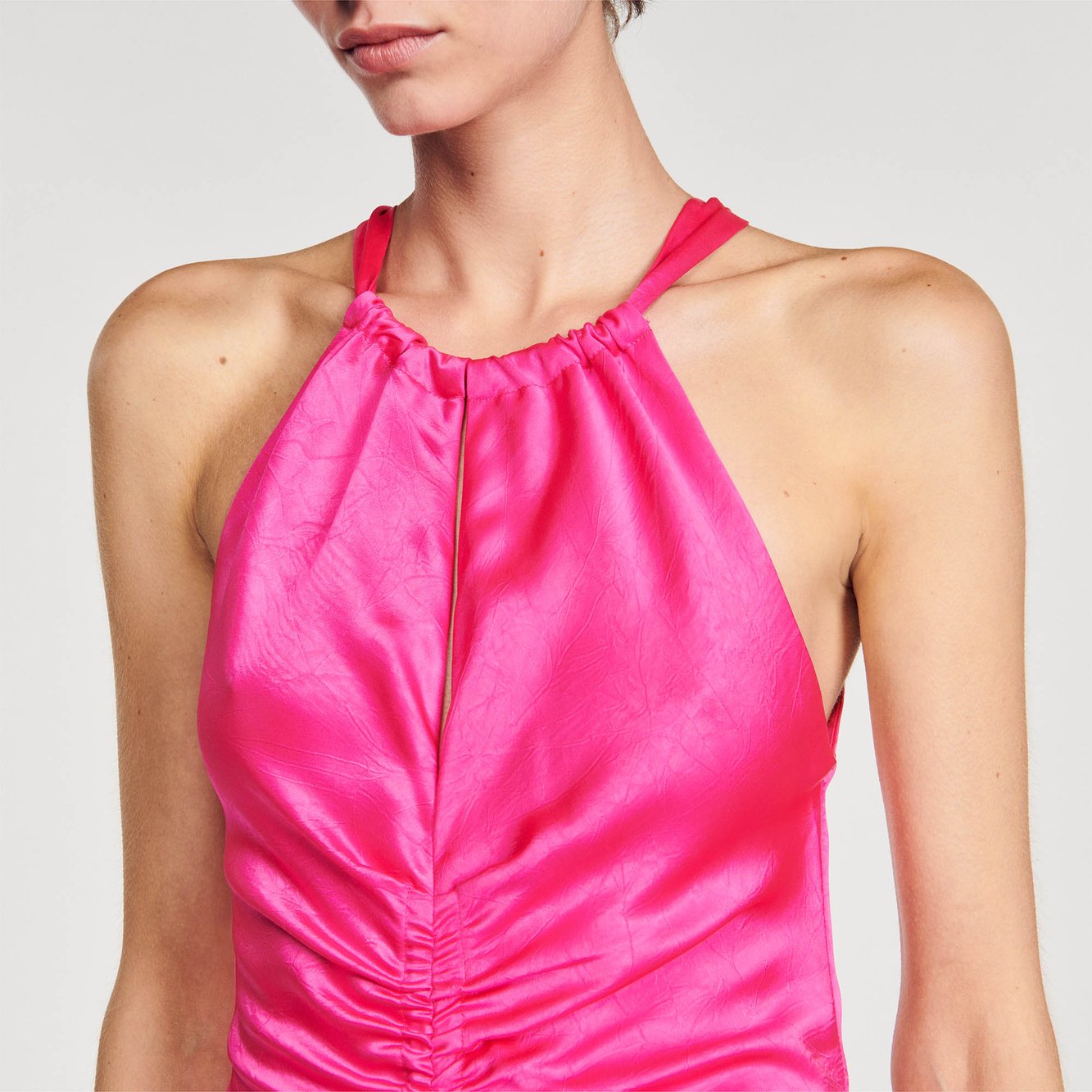 Robe longue satinée froncée Sandro seconde main