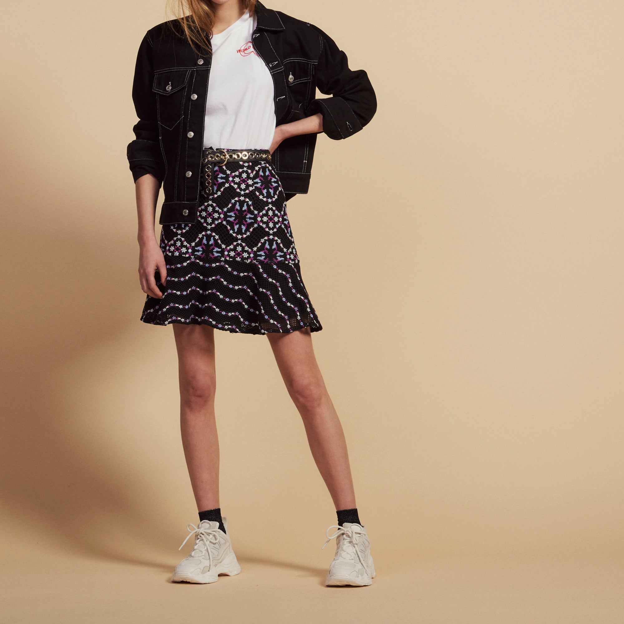 Jupe courte en guipure Sandro seconde main