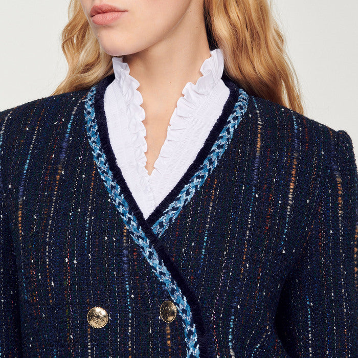 Veste en tweed à boutonnage croisé Sandro seconde main