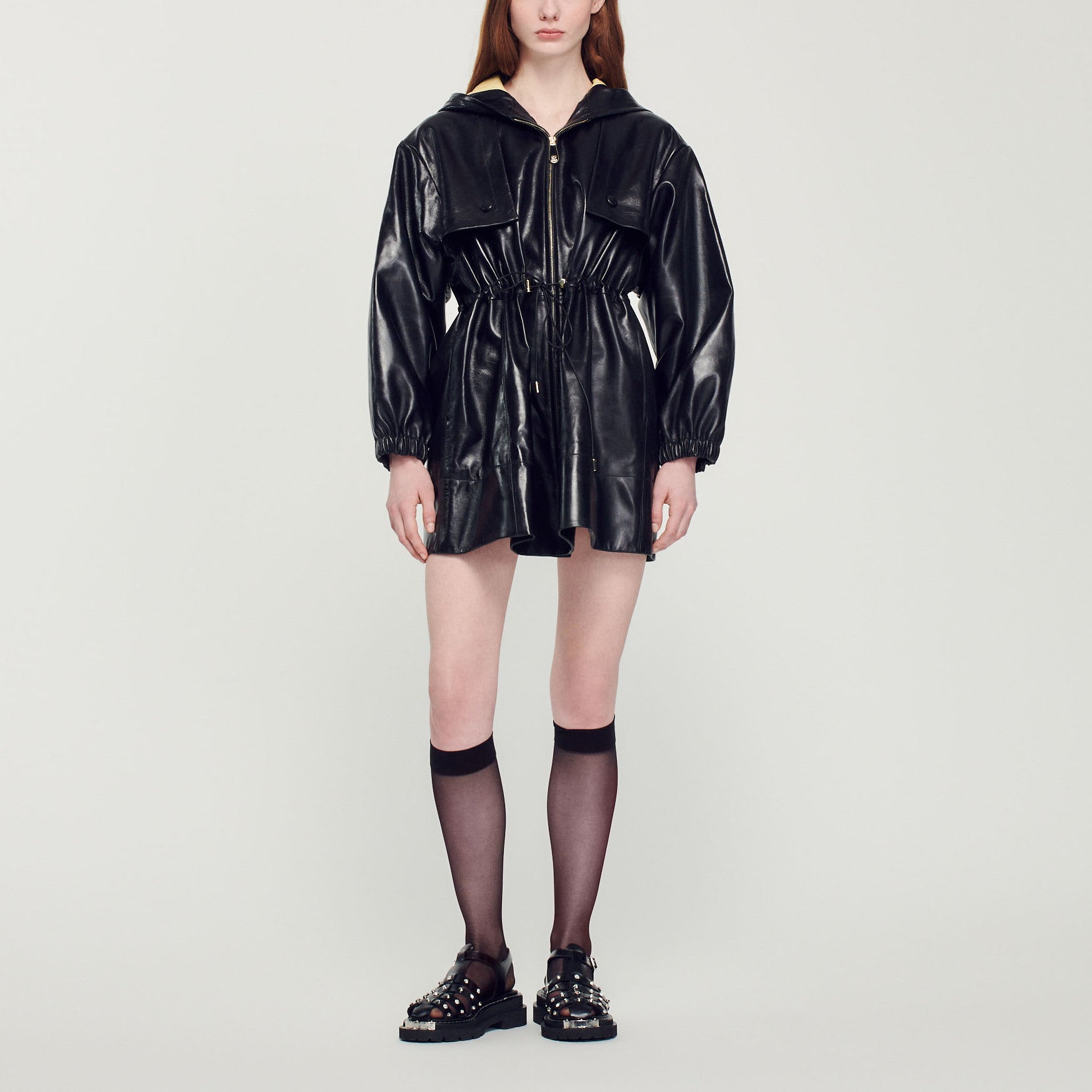 Parka oversize en cuir Sandro seconde main