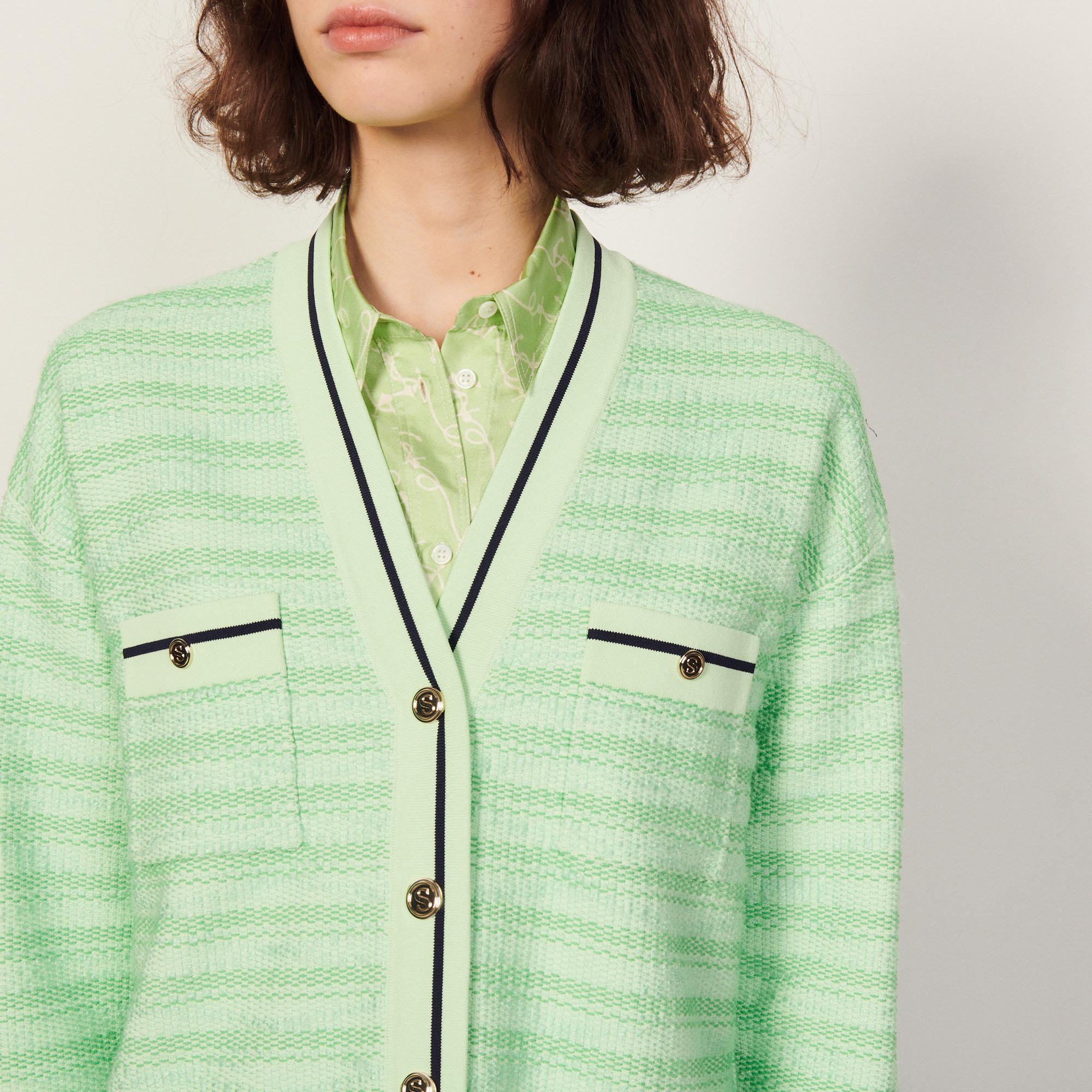 Cardi-coat bicolore Sandro seconde main