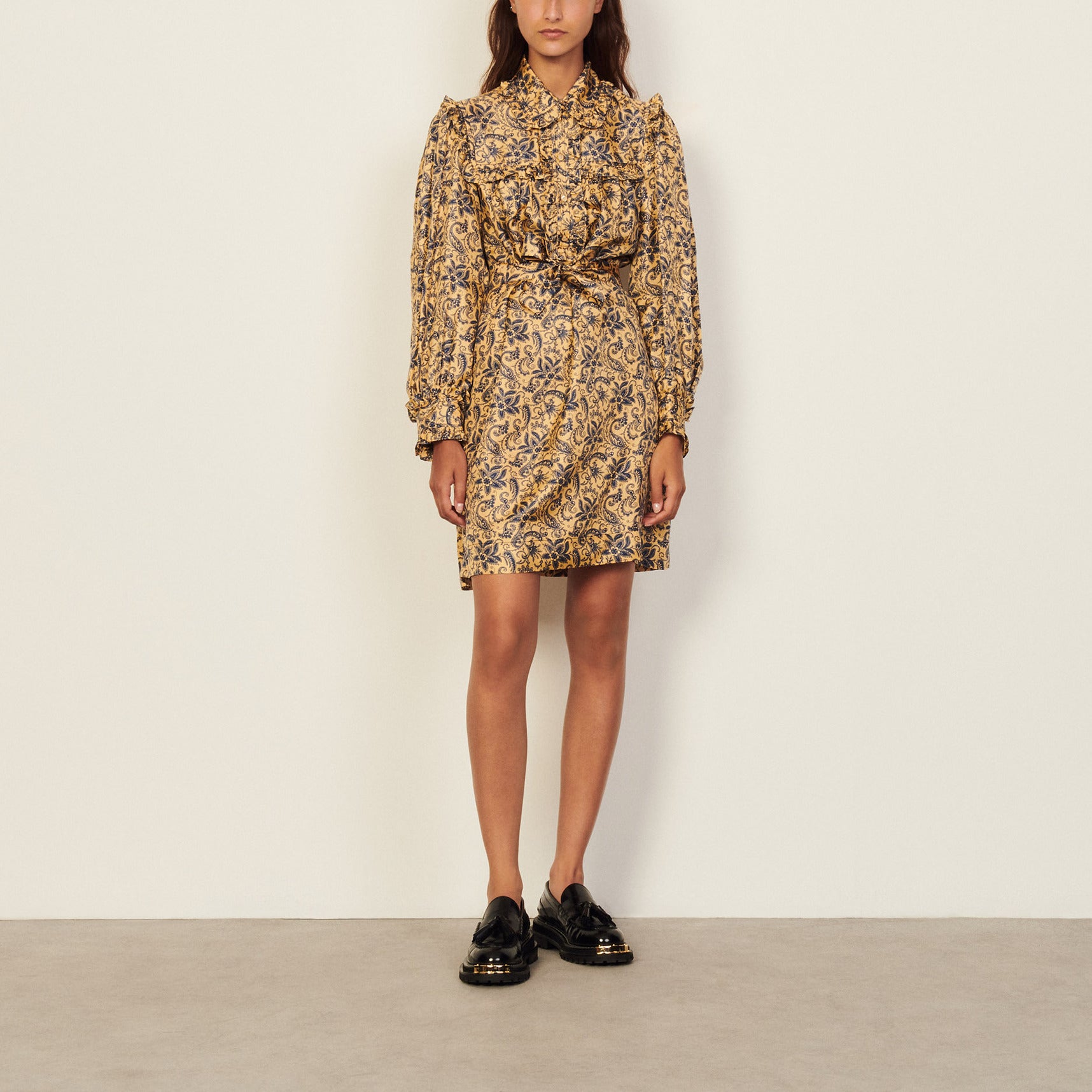 Robe courte imprimée en soie Sandro seconde main