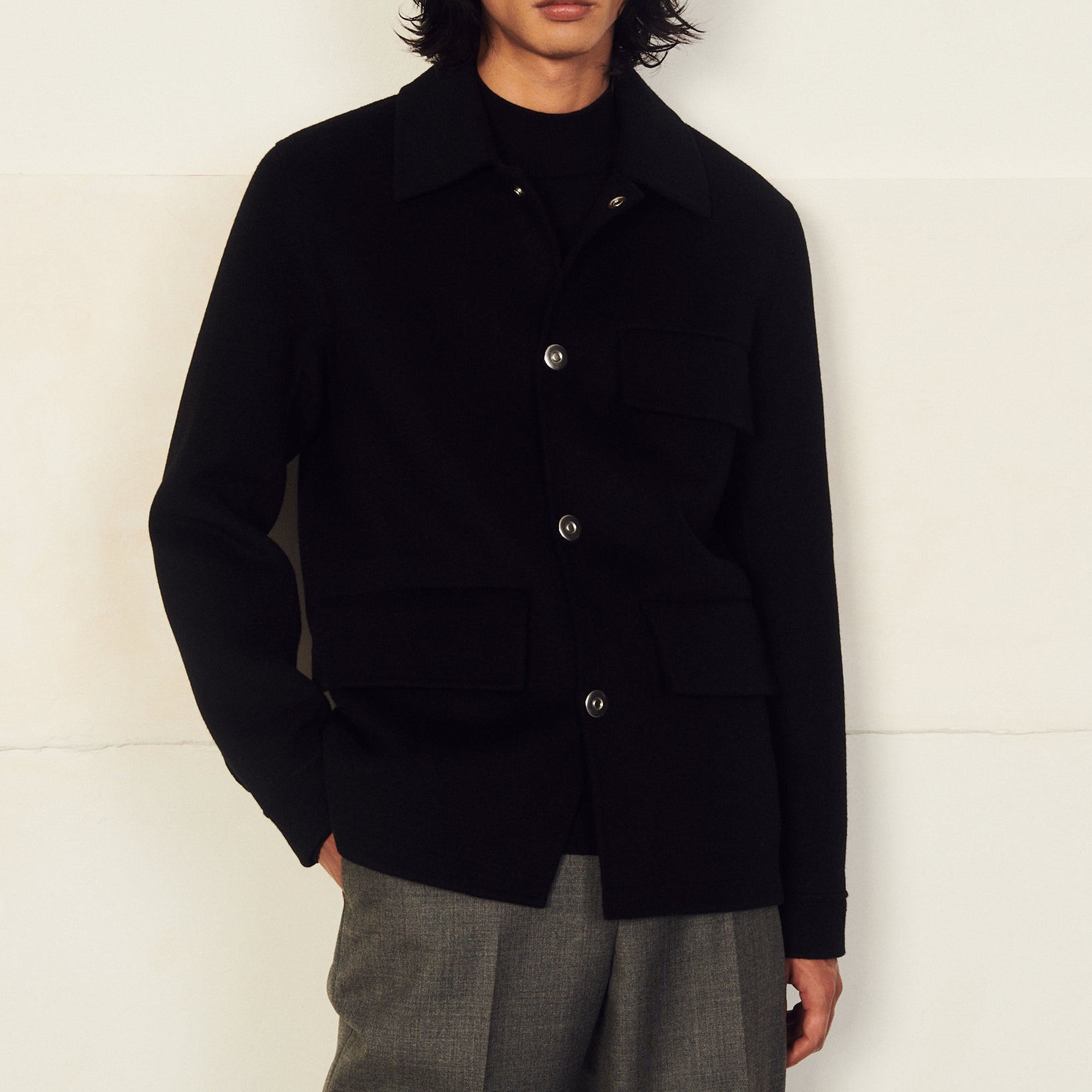 Blouson en laine double face Sandro seconde main