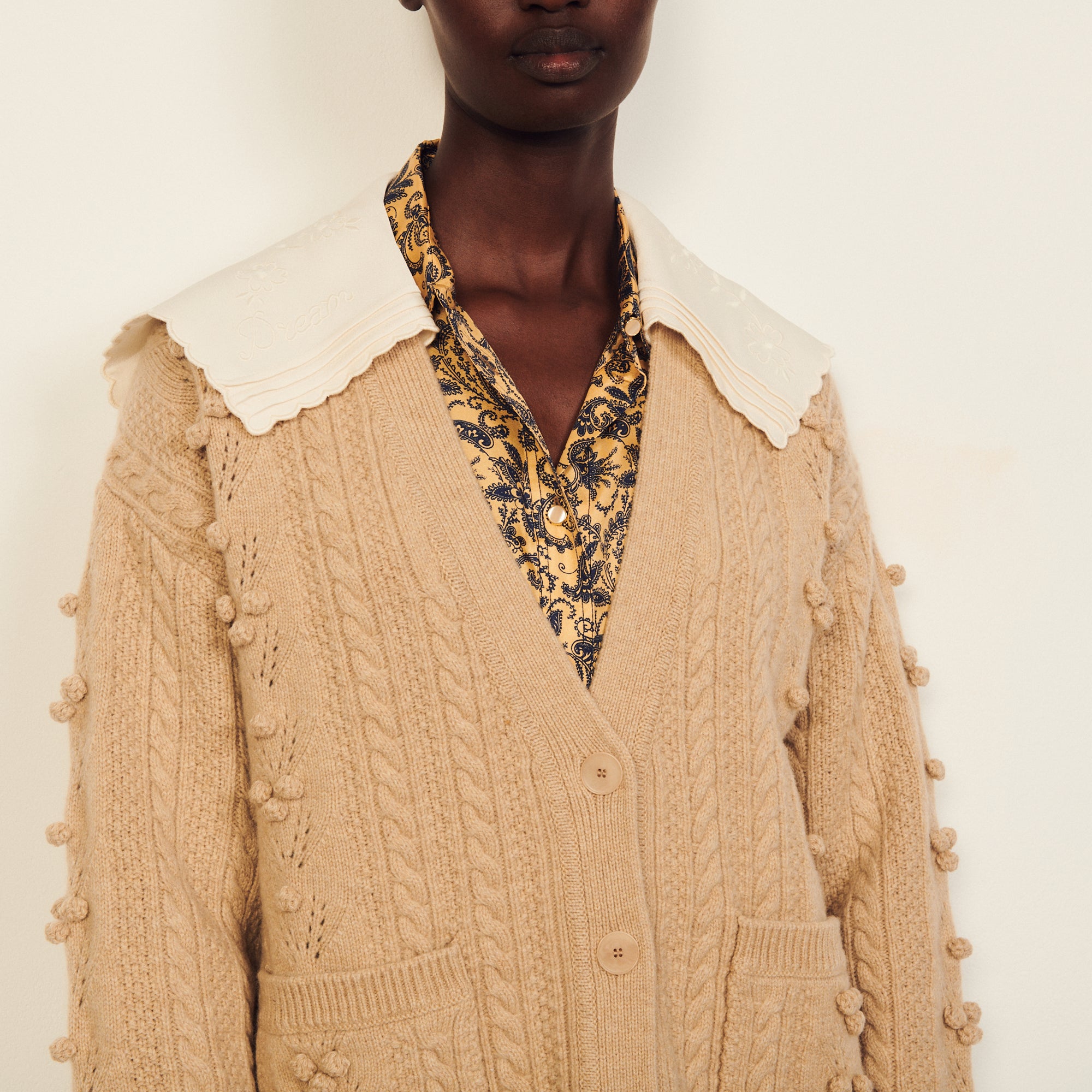 Cardi coat en Maille fantaisie Sandro seconde main