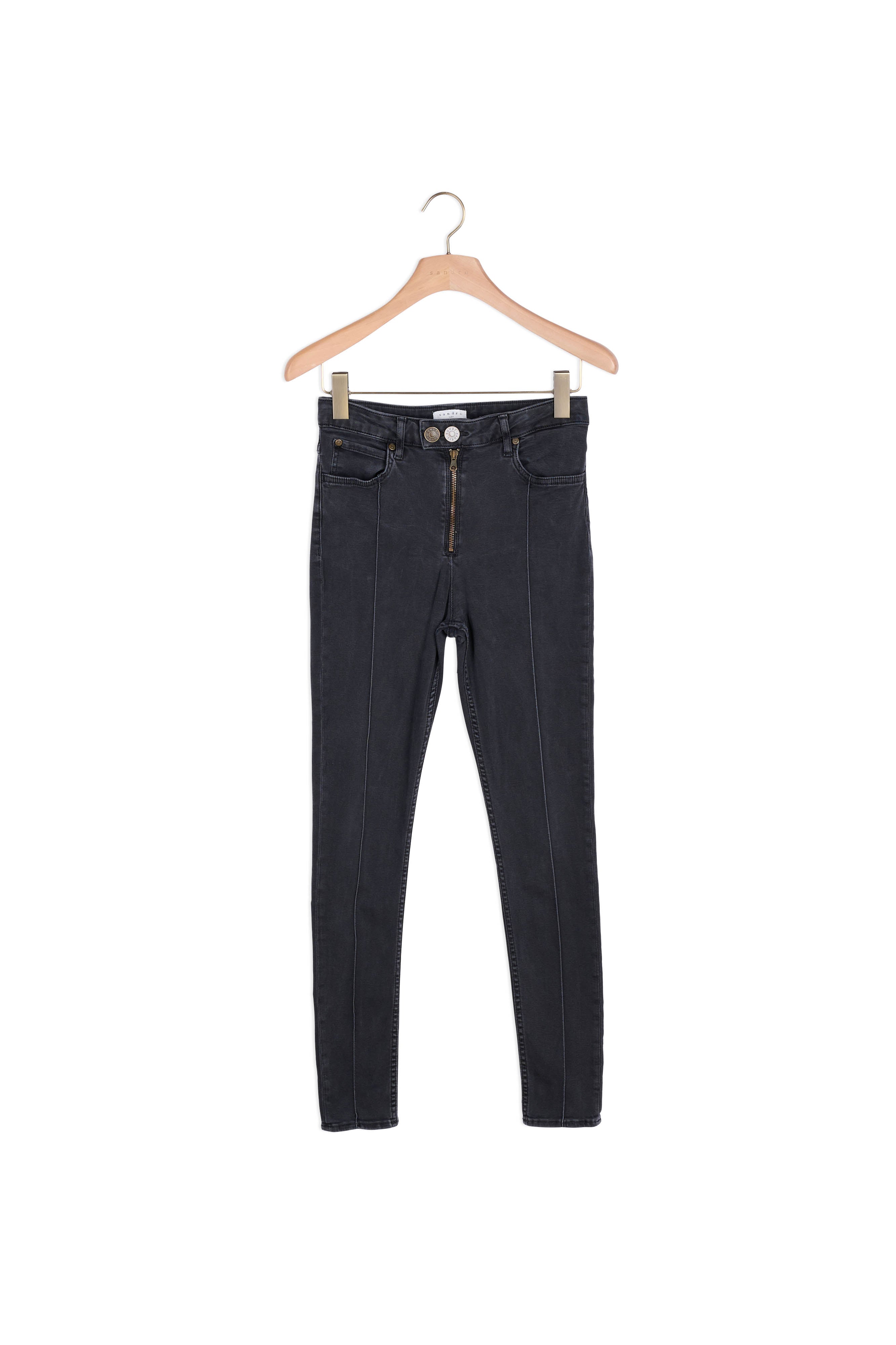 Jean noir délavé jeux de coutures Sandro seconde main