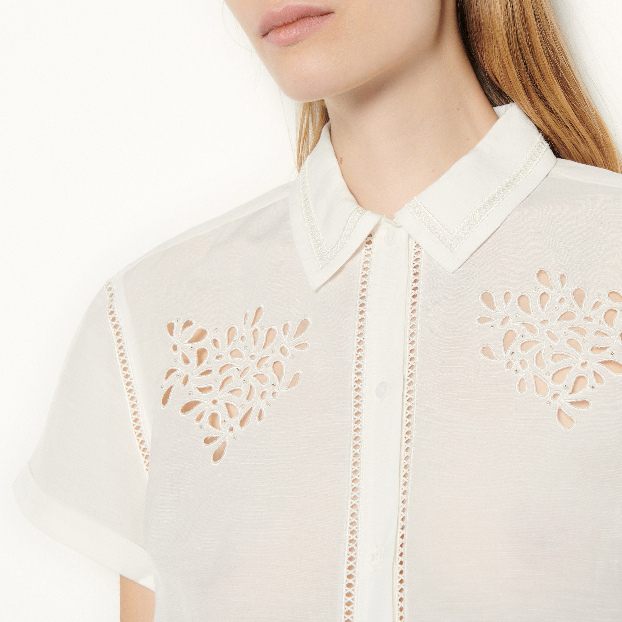 Chemise en lin mélangé et ornements Sandro seconde main