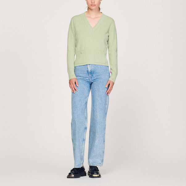 Pull en Maille à col V Sandro seconde main