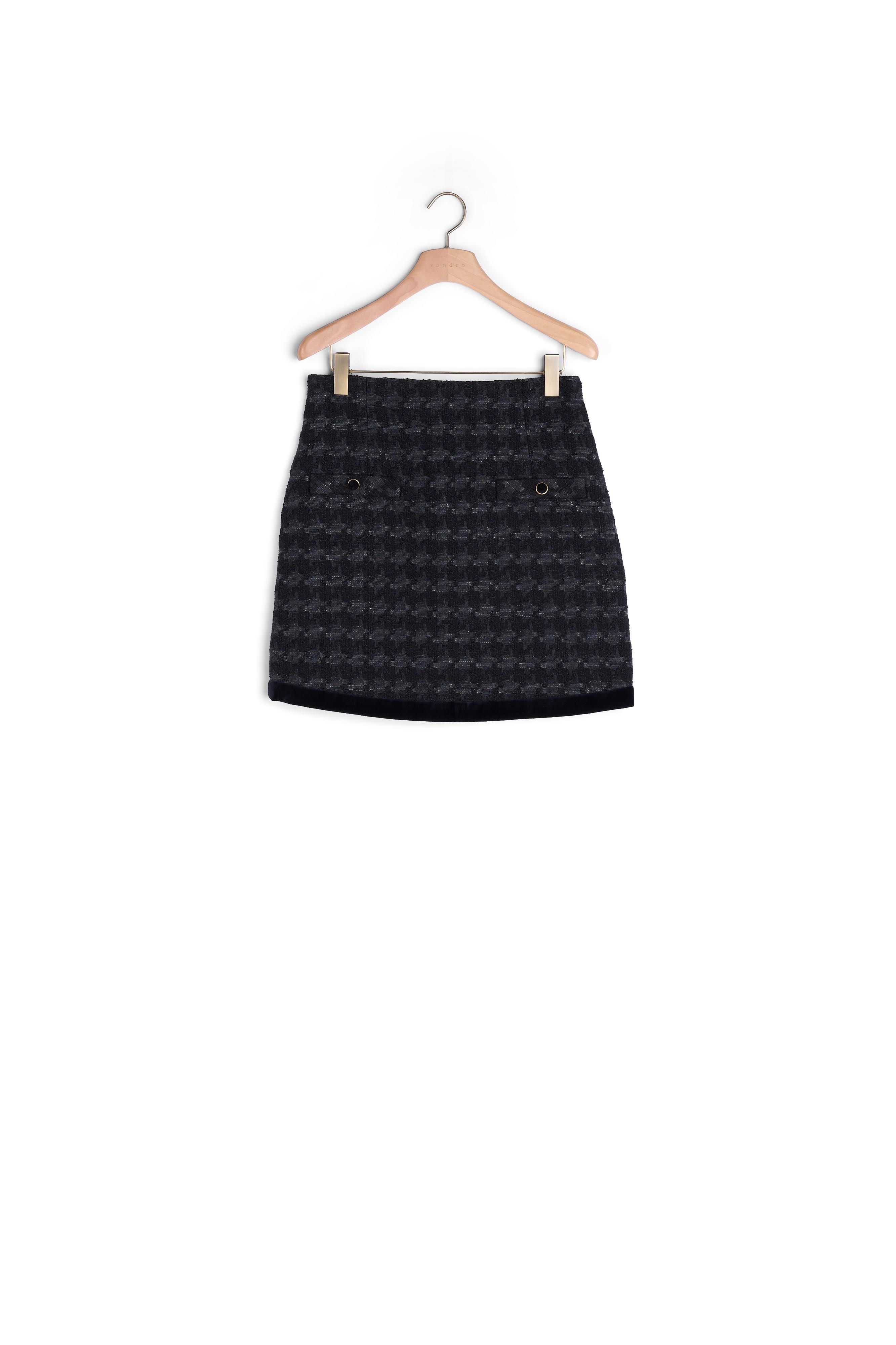 Jupe courte en tweed pied-de-coq Sandro seconde main