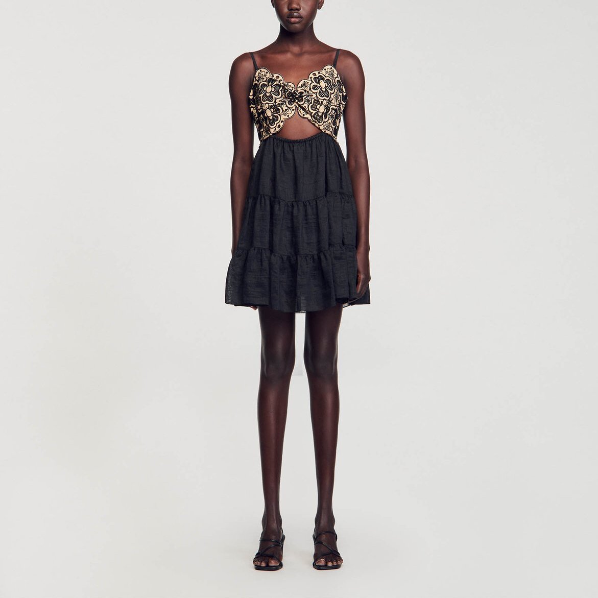 Robe bicolore brodée Sandro seconde main