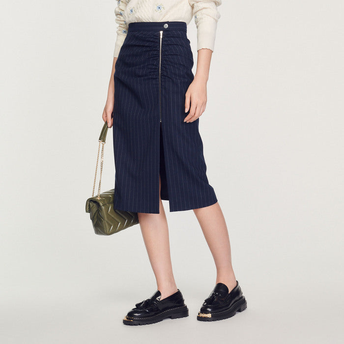 Jupe zippée à rayures Sandro seconde main