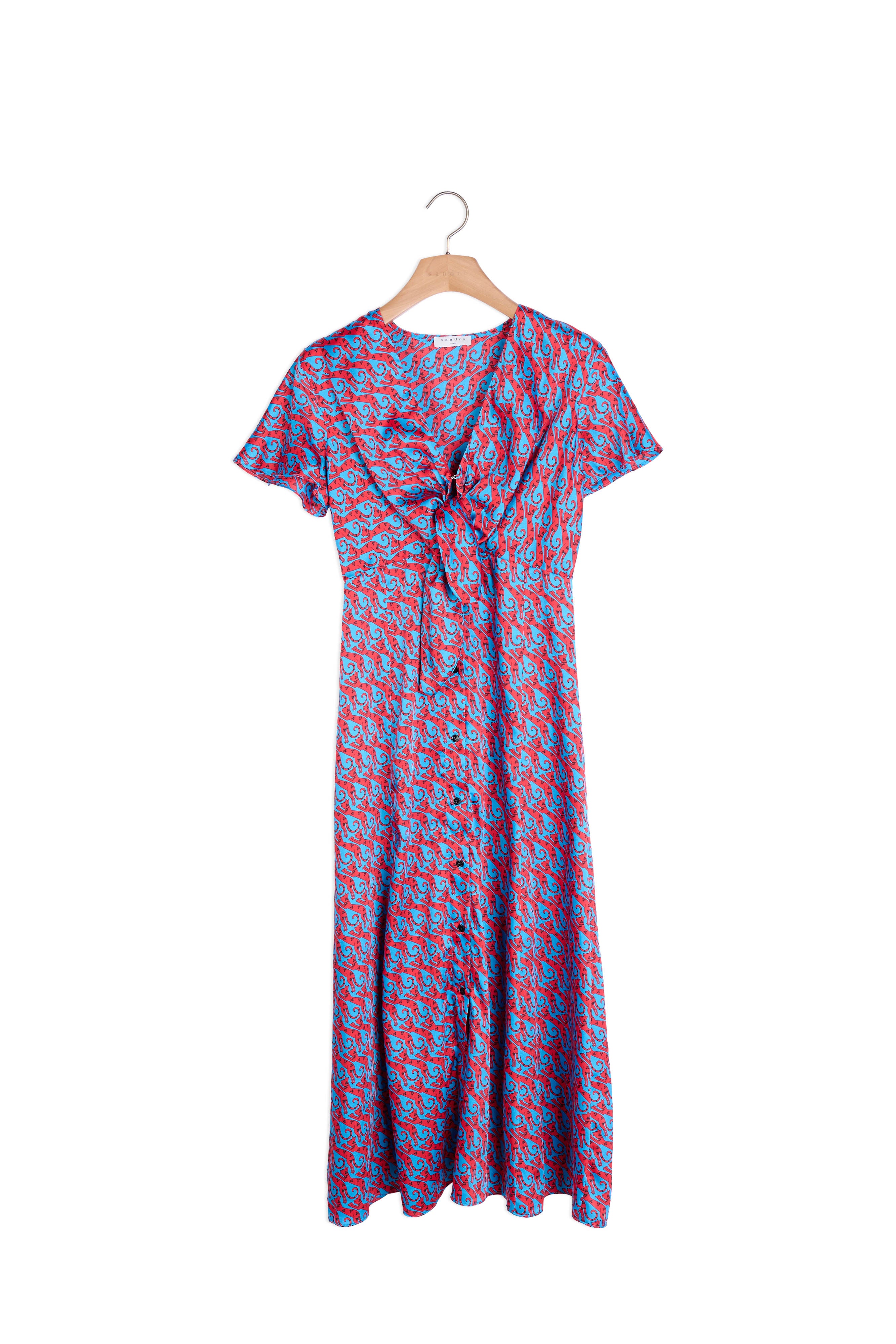 Robe longue imprimée à nouer Sandro seconde main