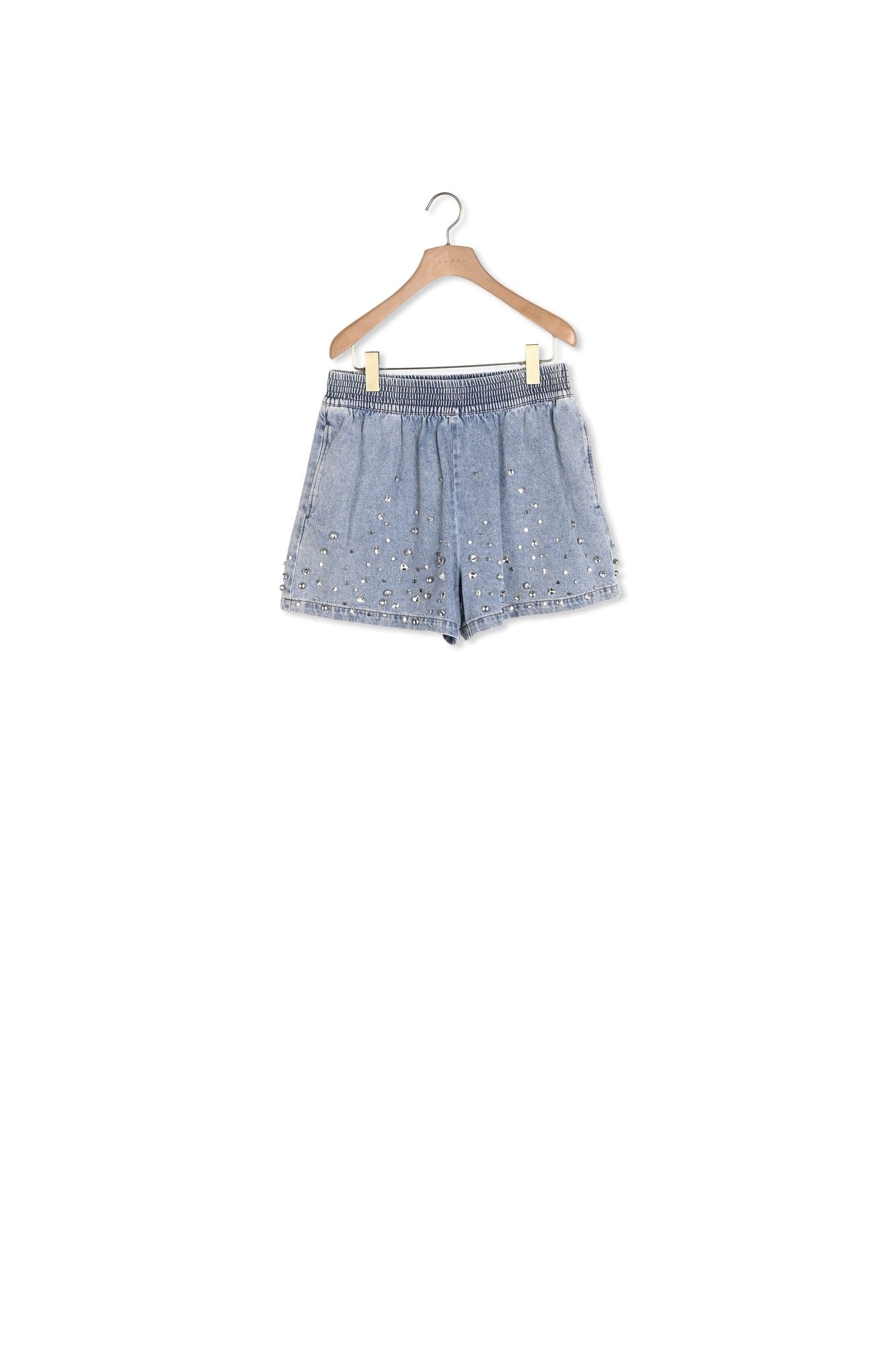 Short large en denim orné de strass Sandro seconde main