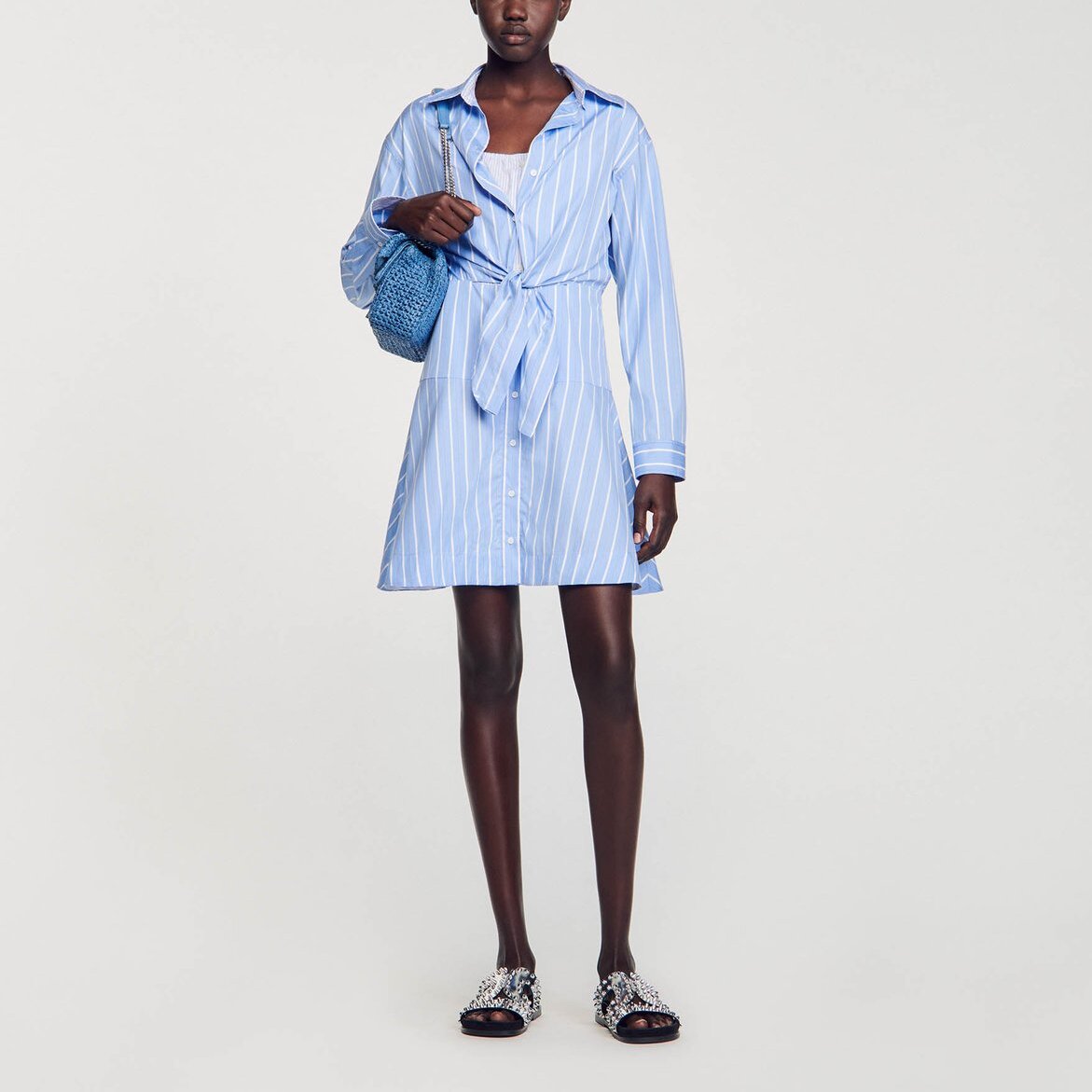 Robe Chemise nouée à rayures Sandro seconde main