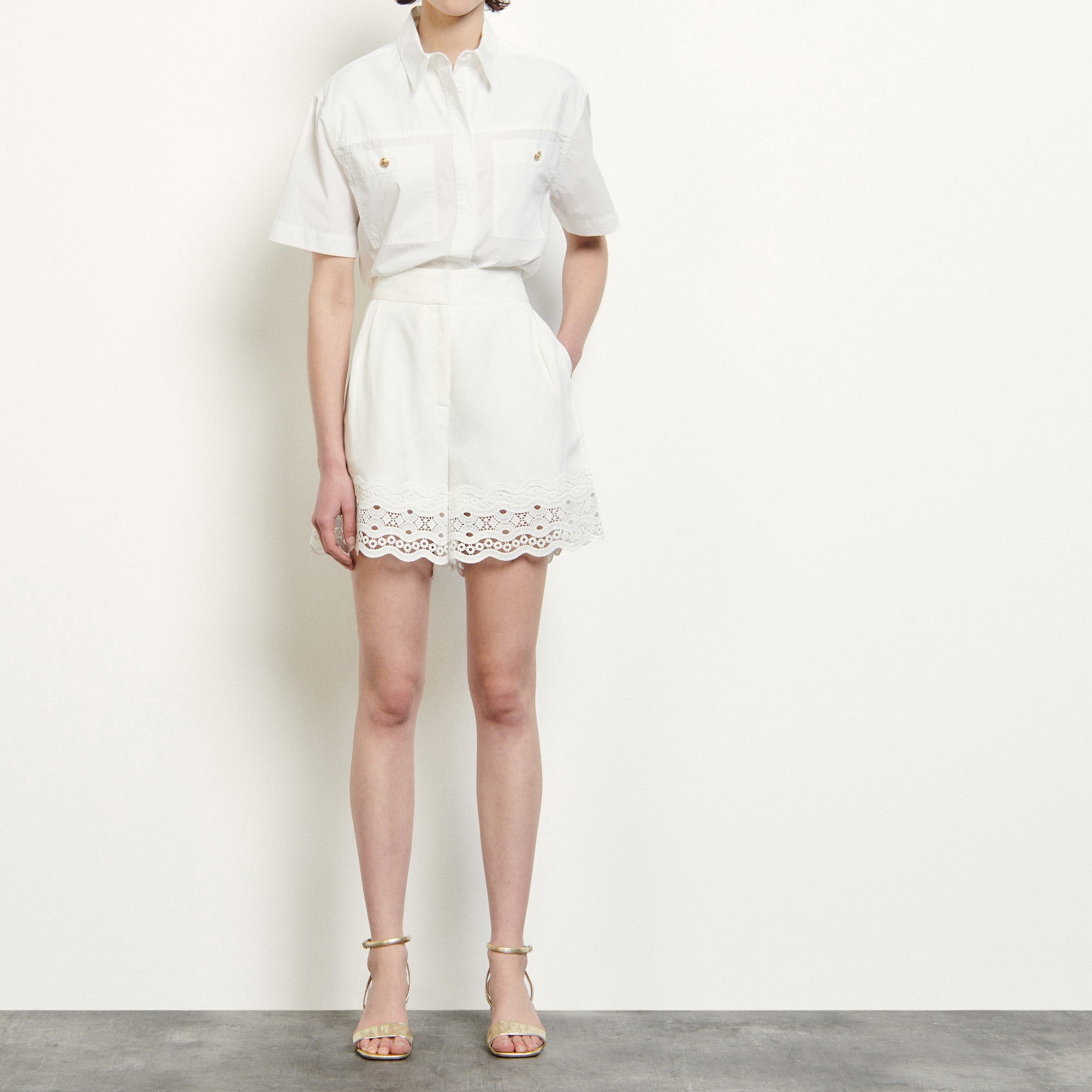 Short en lin avec galon Sandro seconde main