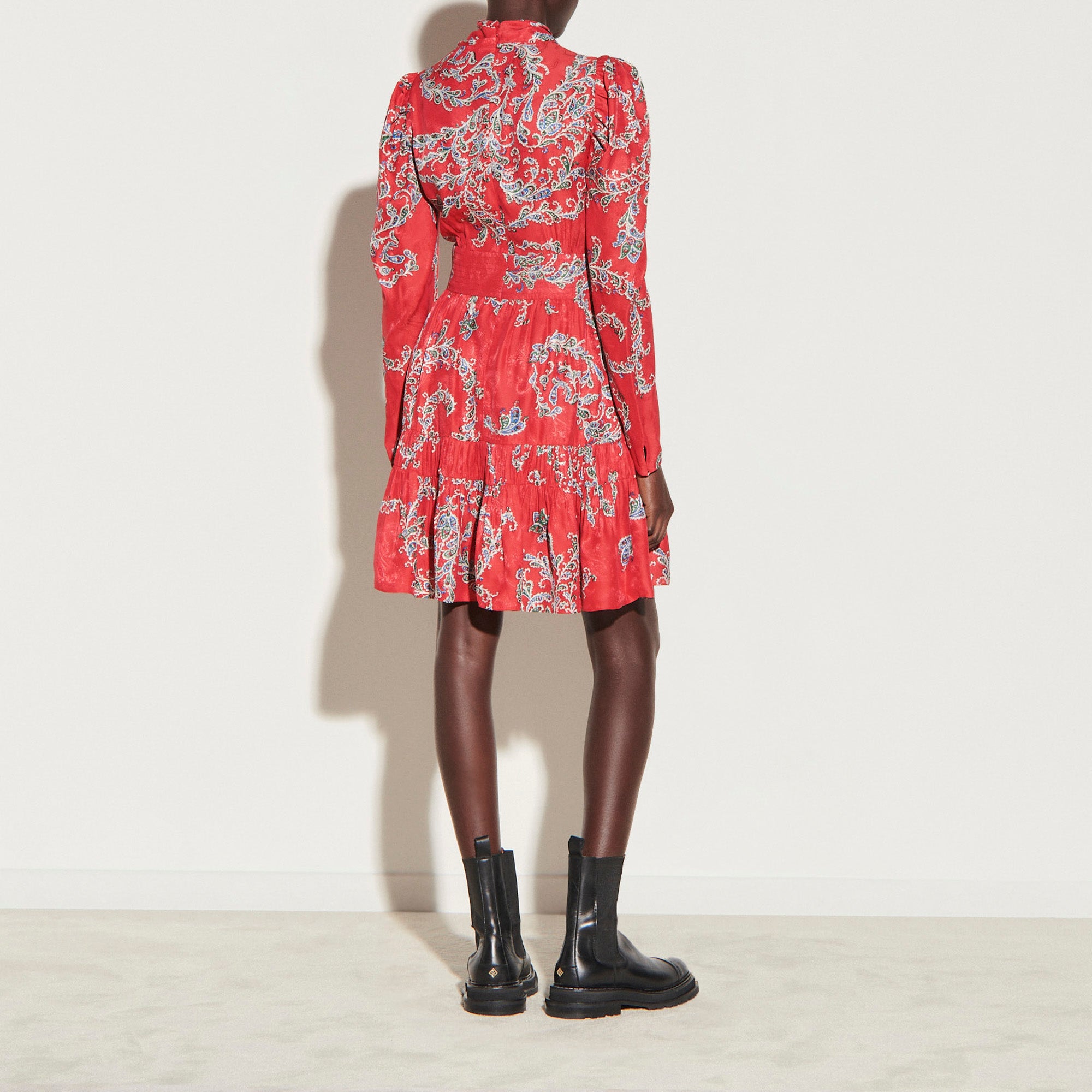 Robe courte imprimée à encolure drapée Sandro seconde main