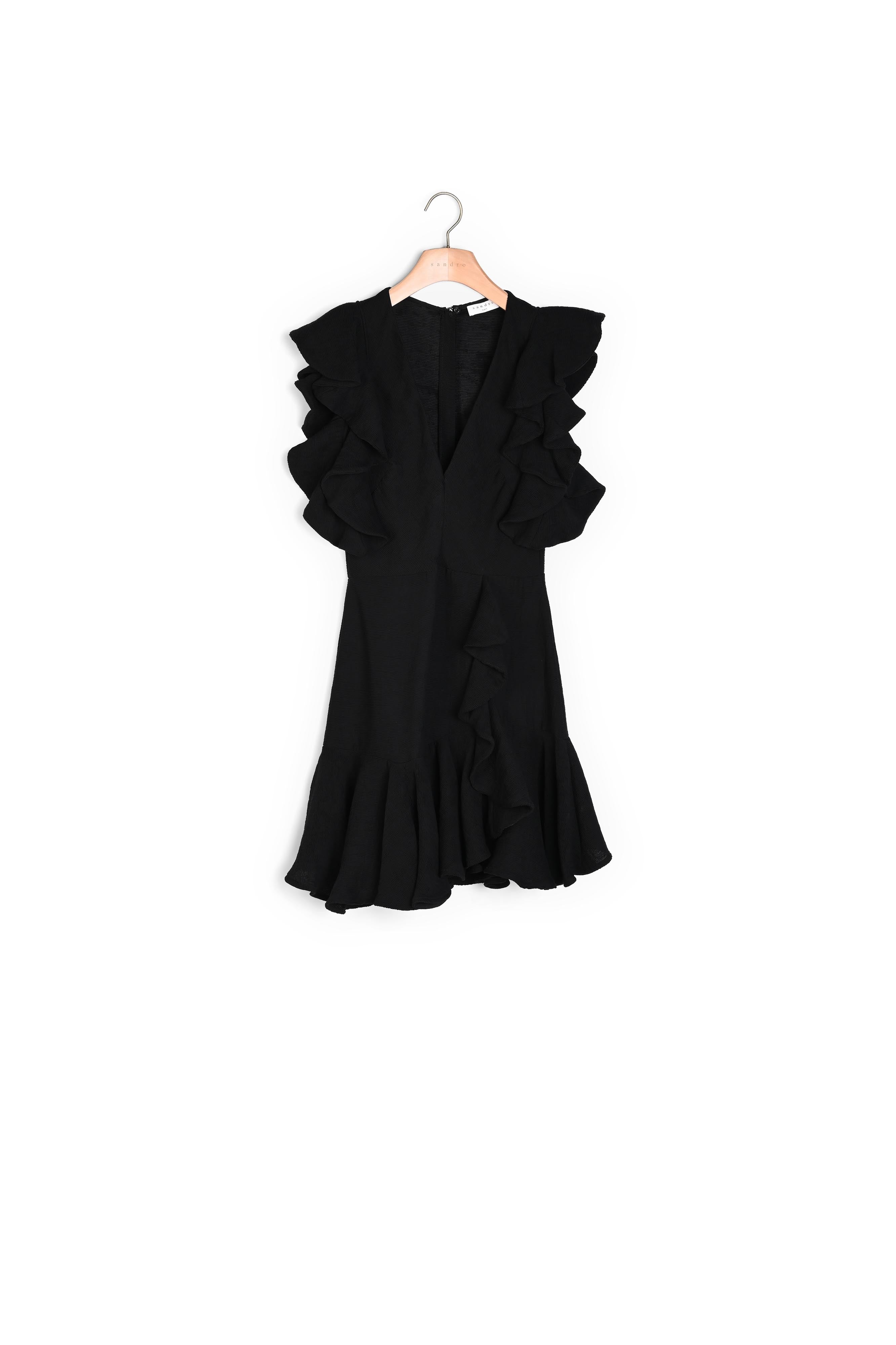 Robe décolletée type patineuse à volants Sandro seconde main