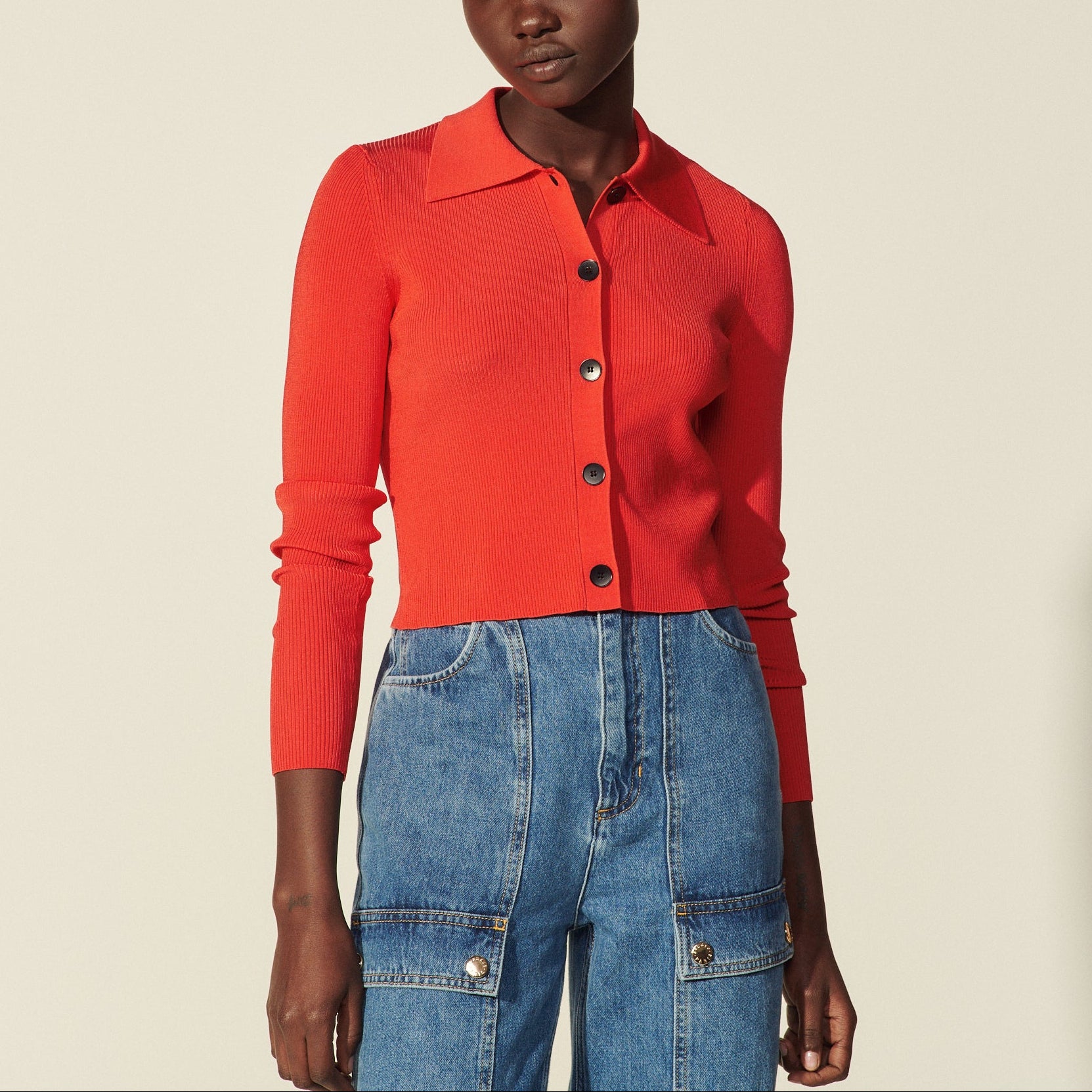 Cardigan court à col Chemise Sandro seconde main