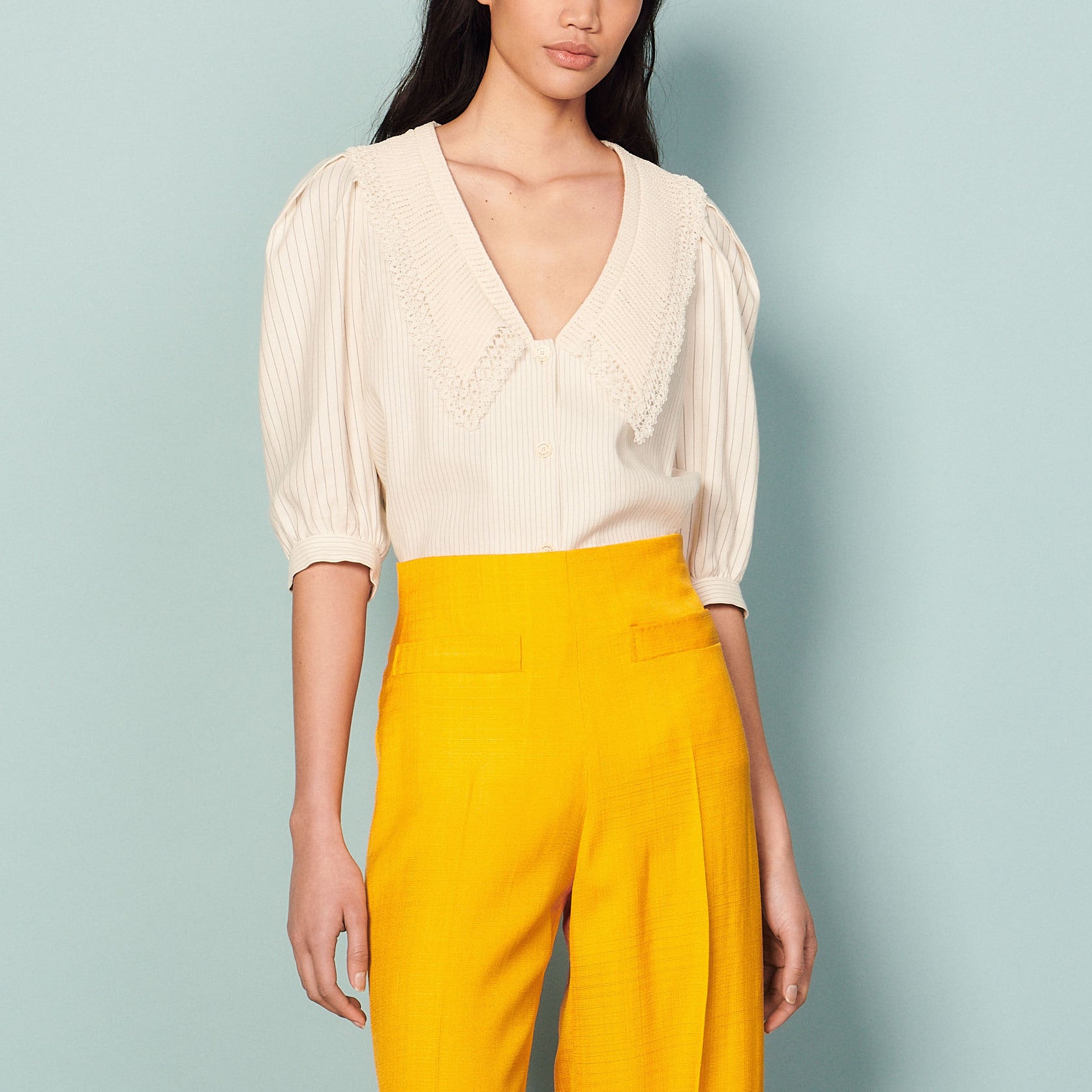 Chemise en lin rayée Sandro seconde main