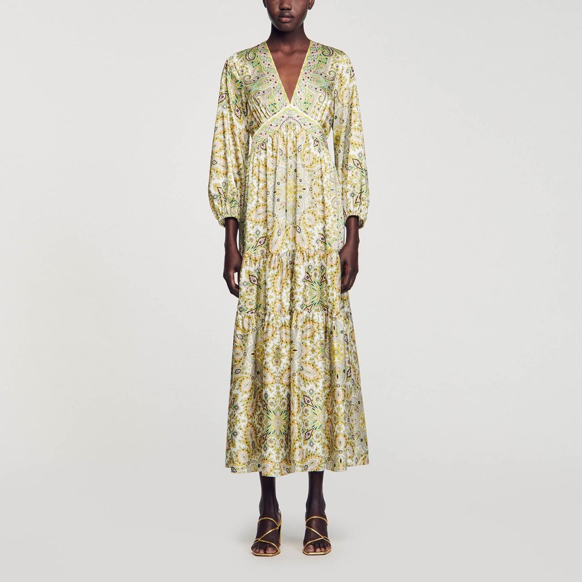 Robe longue à imprimé foulard Sandro seconde main