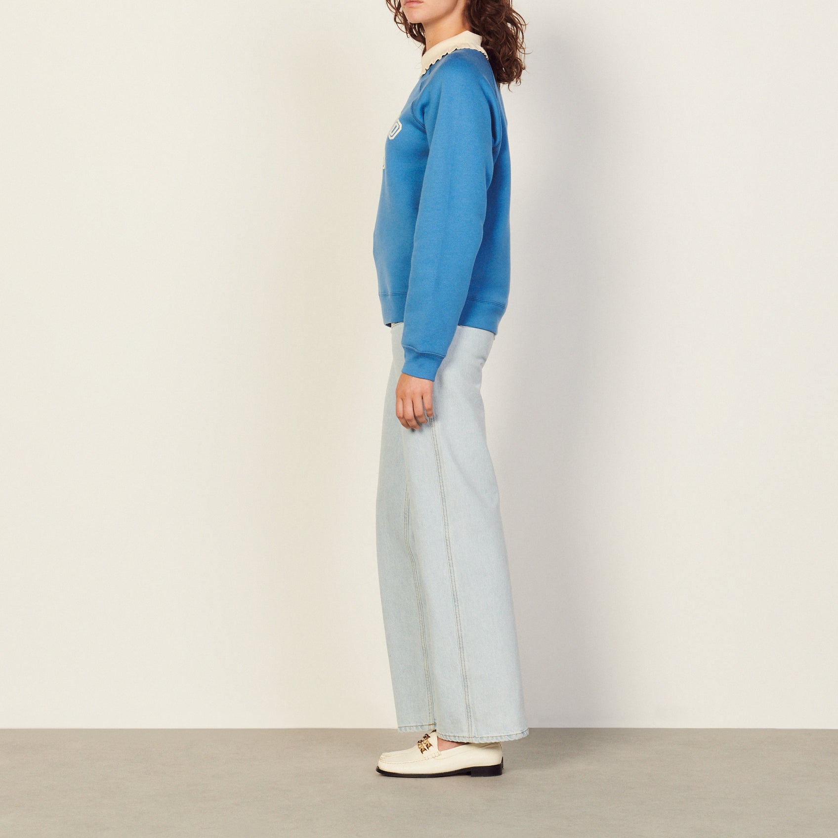 Sweat floqué à col Chemise en Maille Sandro seconde main