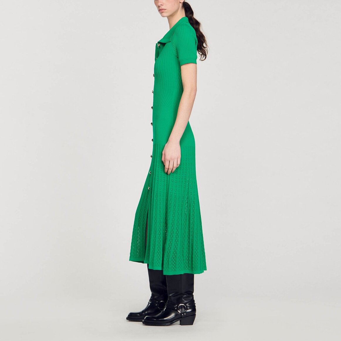 Robe longue en Maille côtelée Sandro seconde main