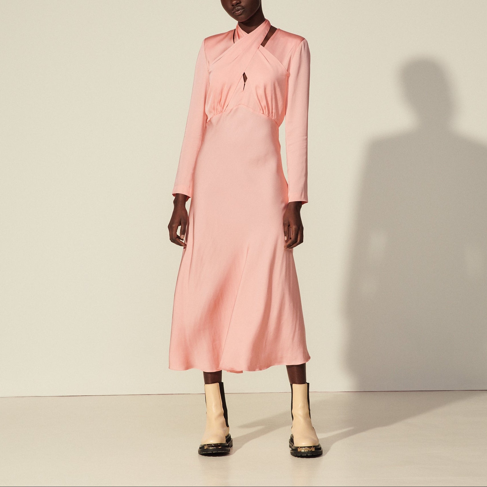 Robe longue avec encolure drapée Sandro seconde main