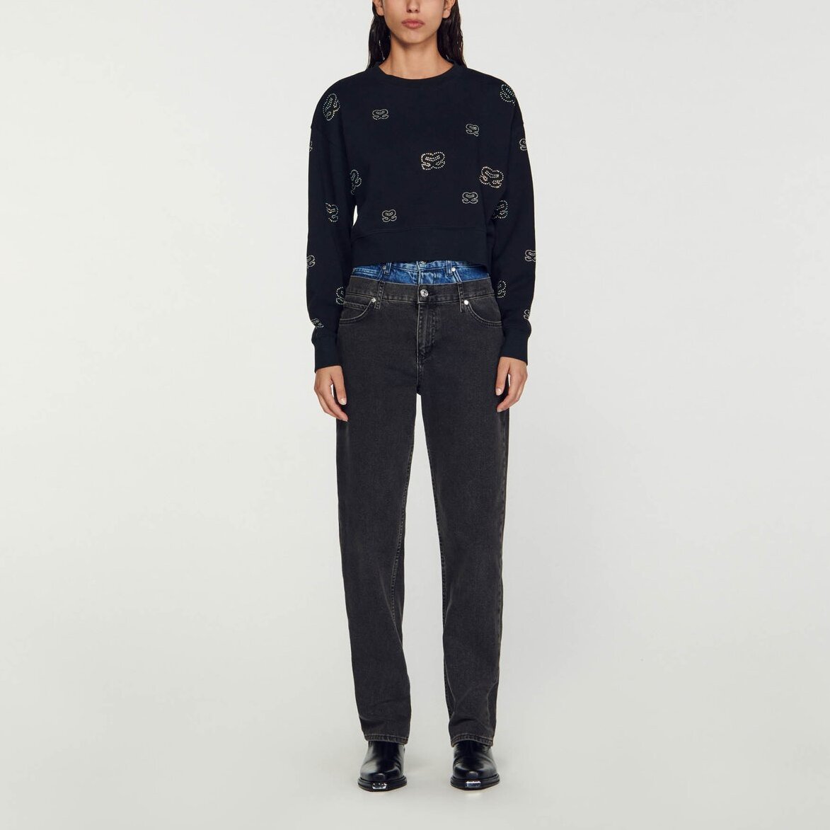 Sweatshirt court double S Sandro seconde main